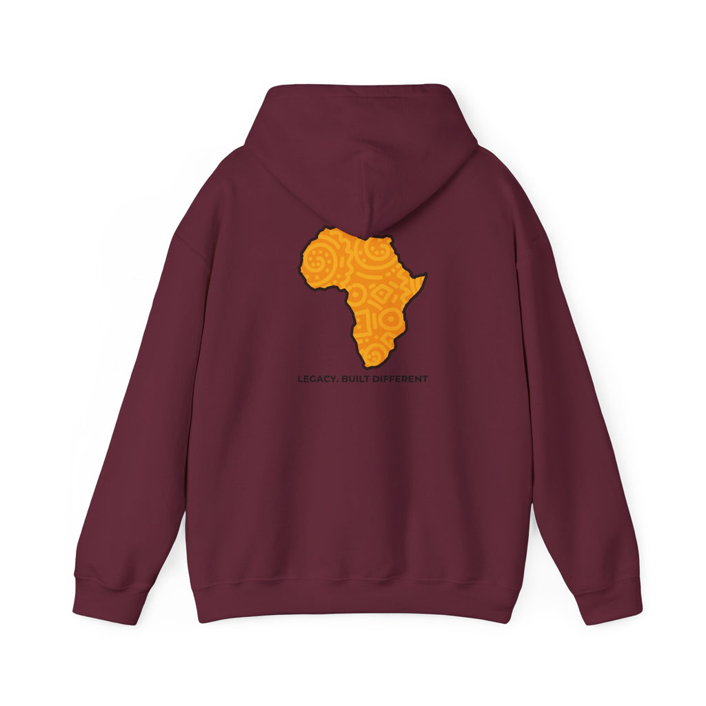 Africa Map Hoodie — "Legacy. Built Different." Printed Pullover