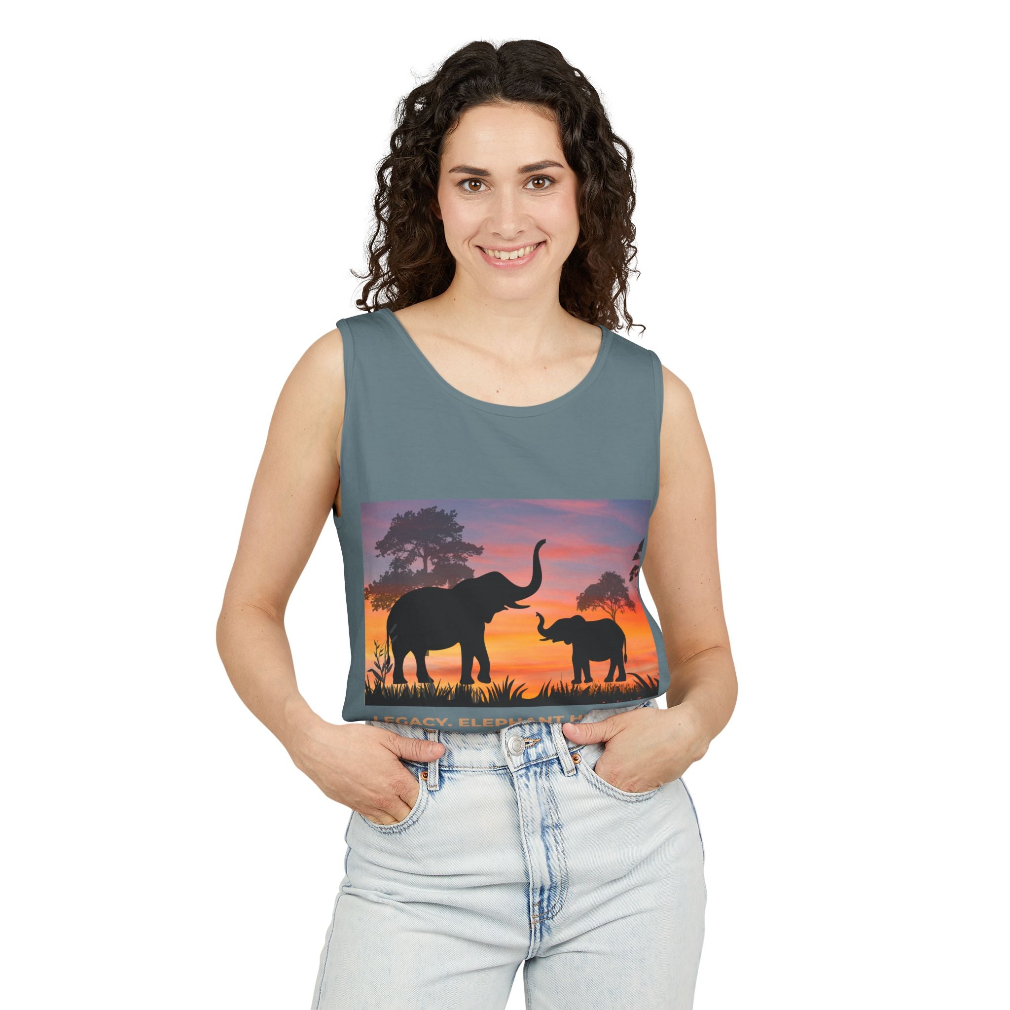 Elephant Sunset Tank Top — Mama & Baby Silhouette Beachwear
