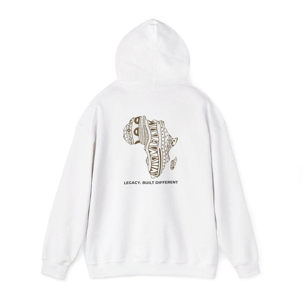 Africa Pattern Hoodie — "Legacy. Built Different." Graphic Sweatshirt