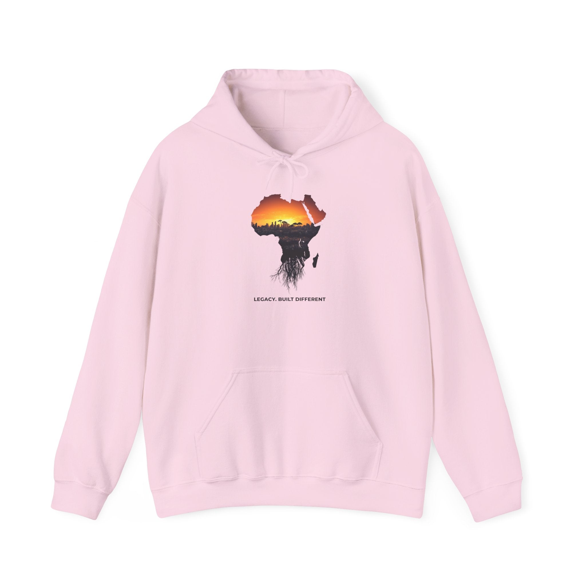 Africa Sunset Hoodie — "Legacy. Built Different." Graphic Pullover
