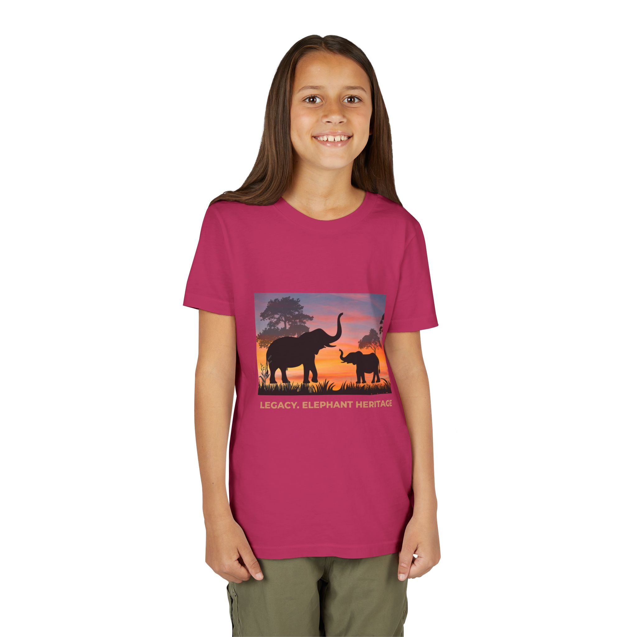 Youth Elephant Sunset Tee — 'Legacy, Love & Heritage' Kids Shirt