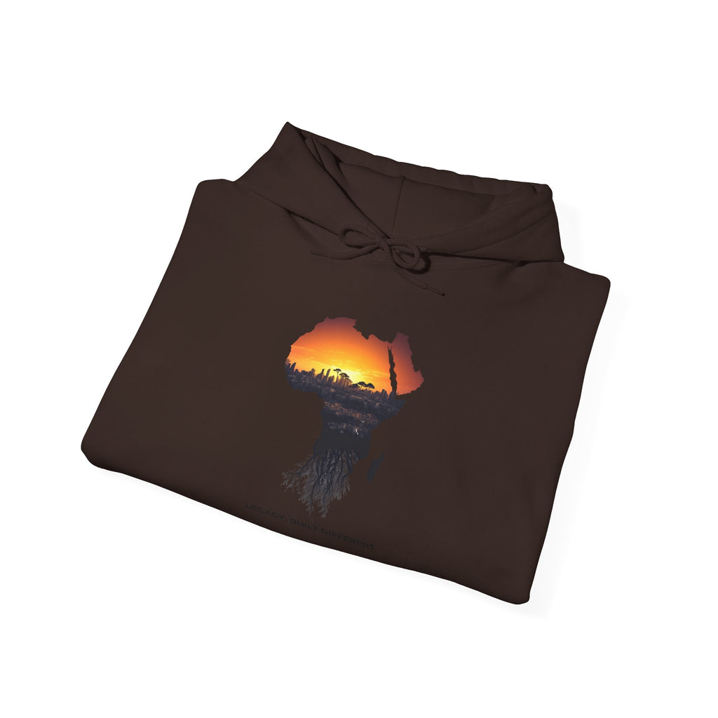 Africa Sunset Hoodie — "Legacy. Built Different." Graphic Pullover