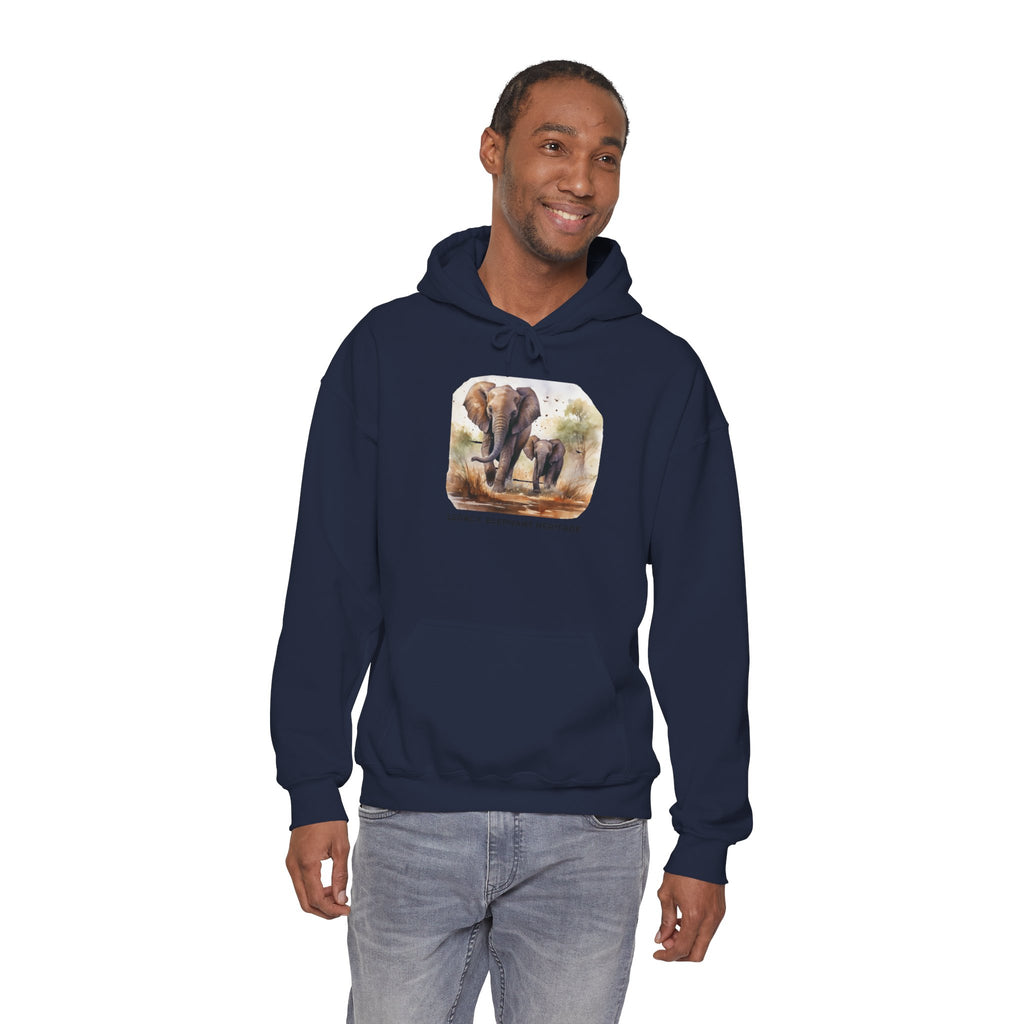 Elephant Heritage Hoodie — Wildlife Mom & Calf Graphic Sweatshirt
