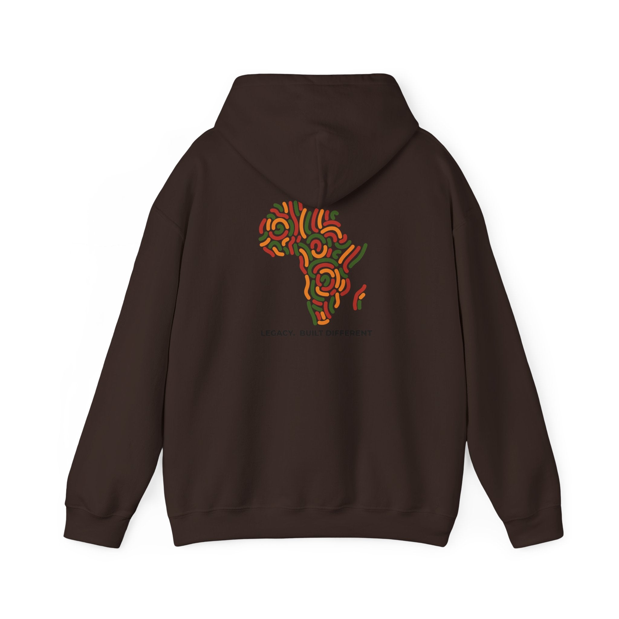 Africa Pattern Hoodie — "Legacy: Built Different" Graphic Sweatshirt