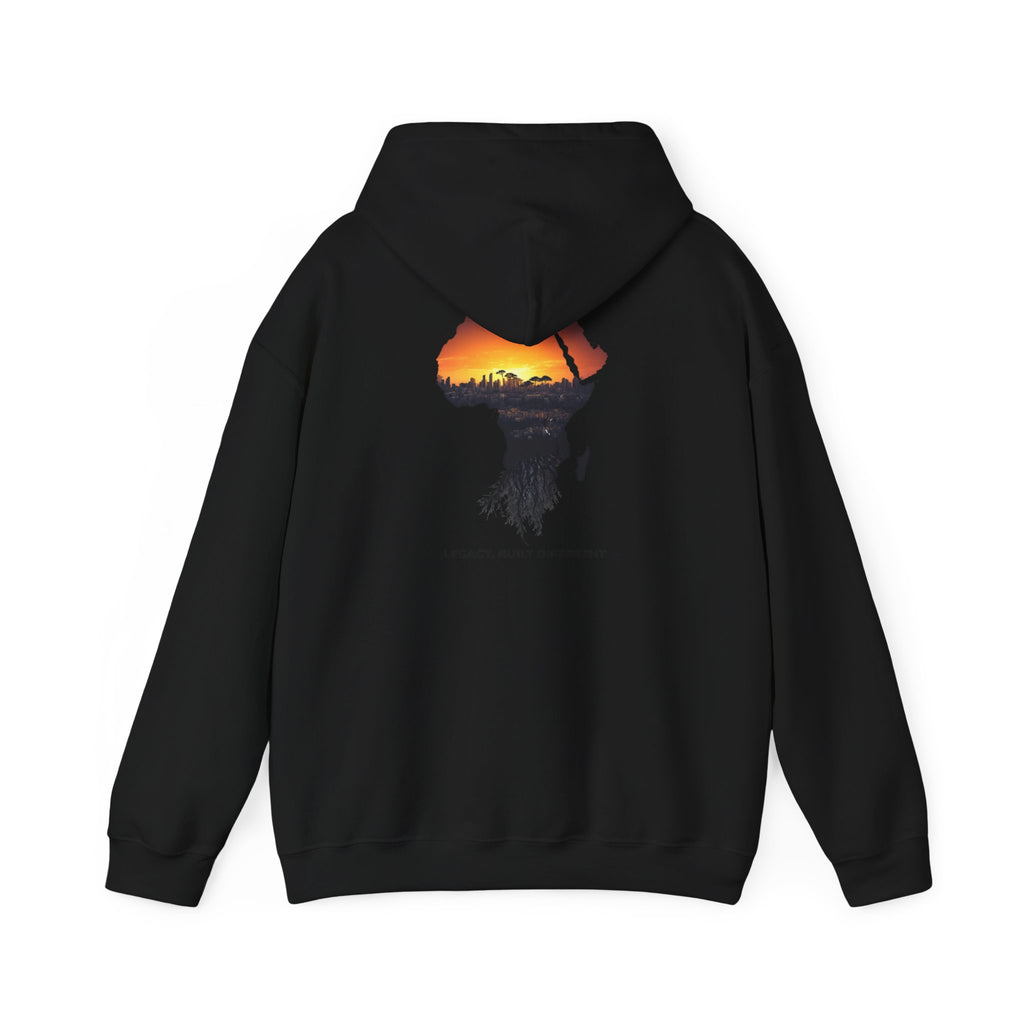 Africa Sunset Hoodie — "Legacy. Built Different." Graphic Pullover