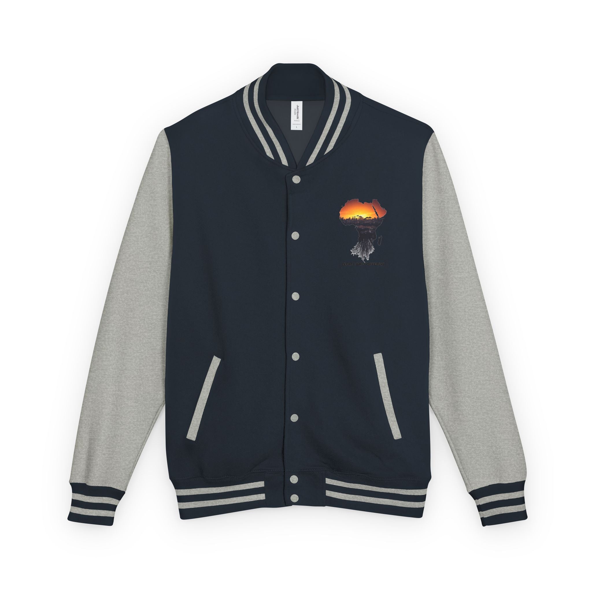 Letterman Jacket — Africa Sunset Map Design ("Legacy. Built Different.")