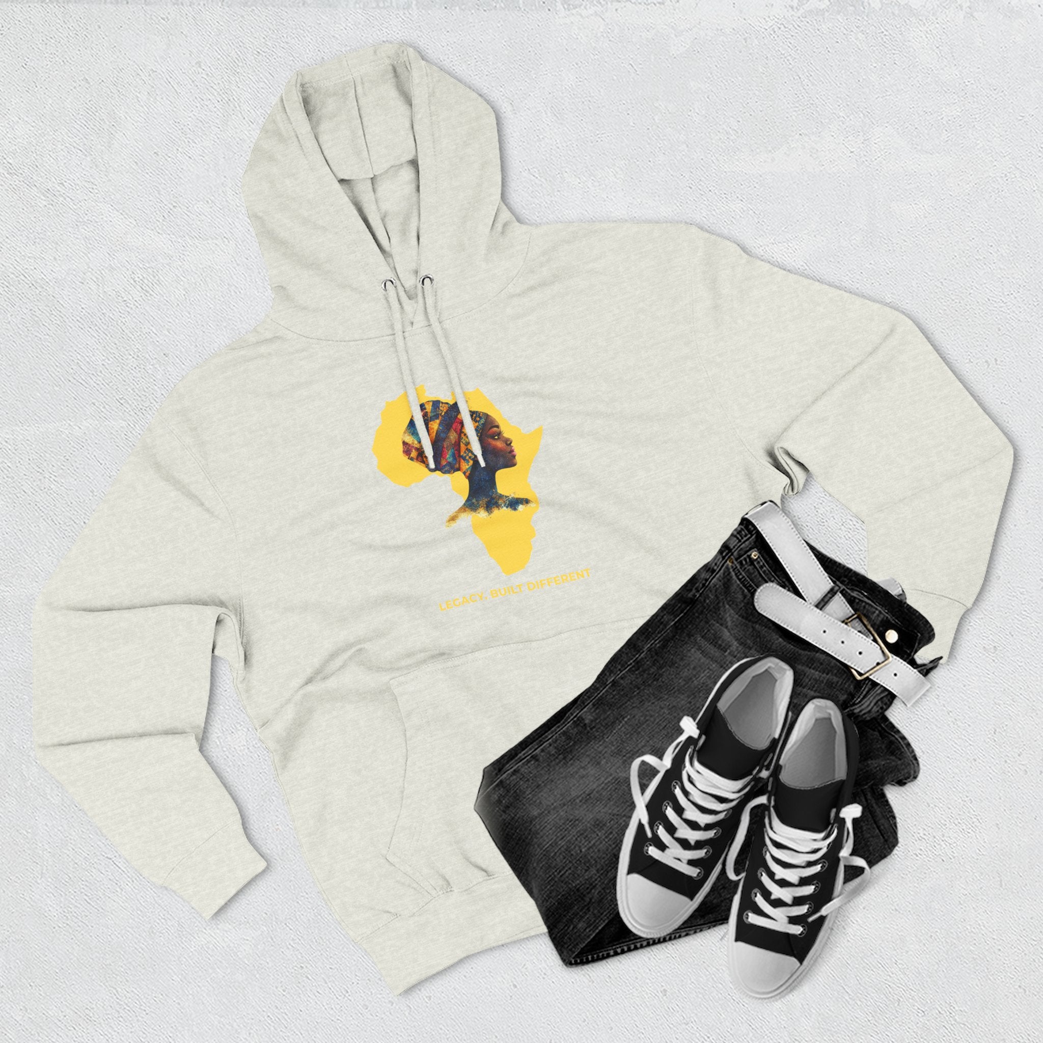 Hoodie — African Profile Art on Yellow Africa Silhouette (Legacy, Beauty, Empowerment)