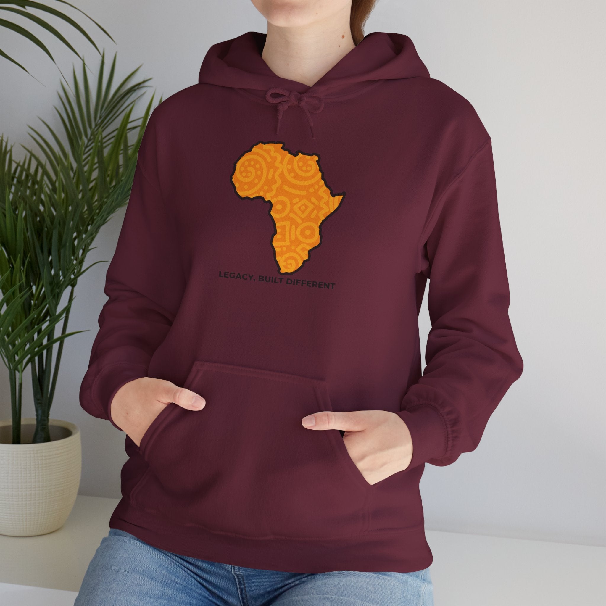Africa Map Hoodie — "Legacy. Built Different." Printed Pullover