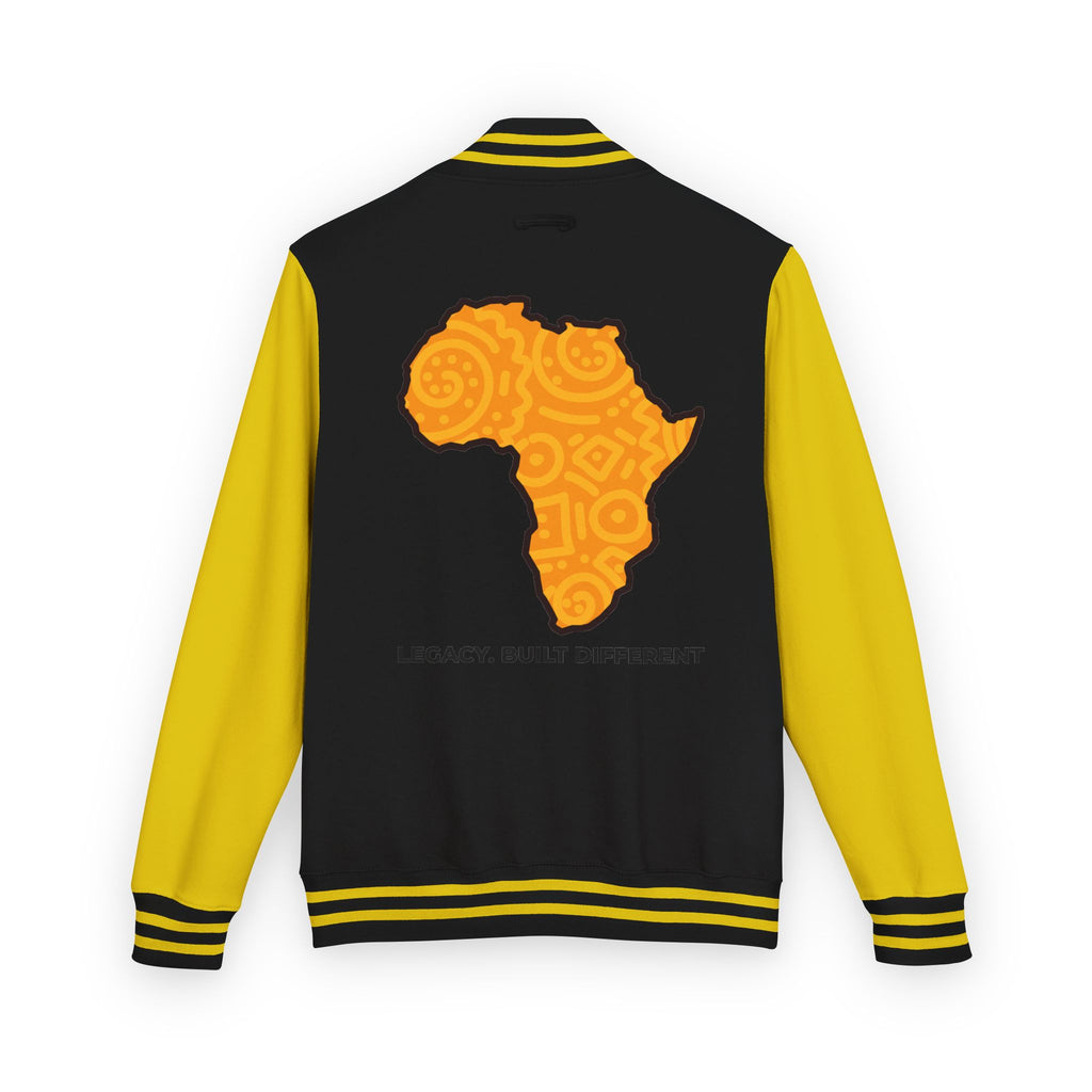 Africa Pattern Letterman Jacket — "Legacy. Built Different" Varsity Coat