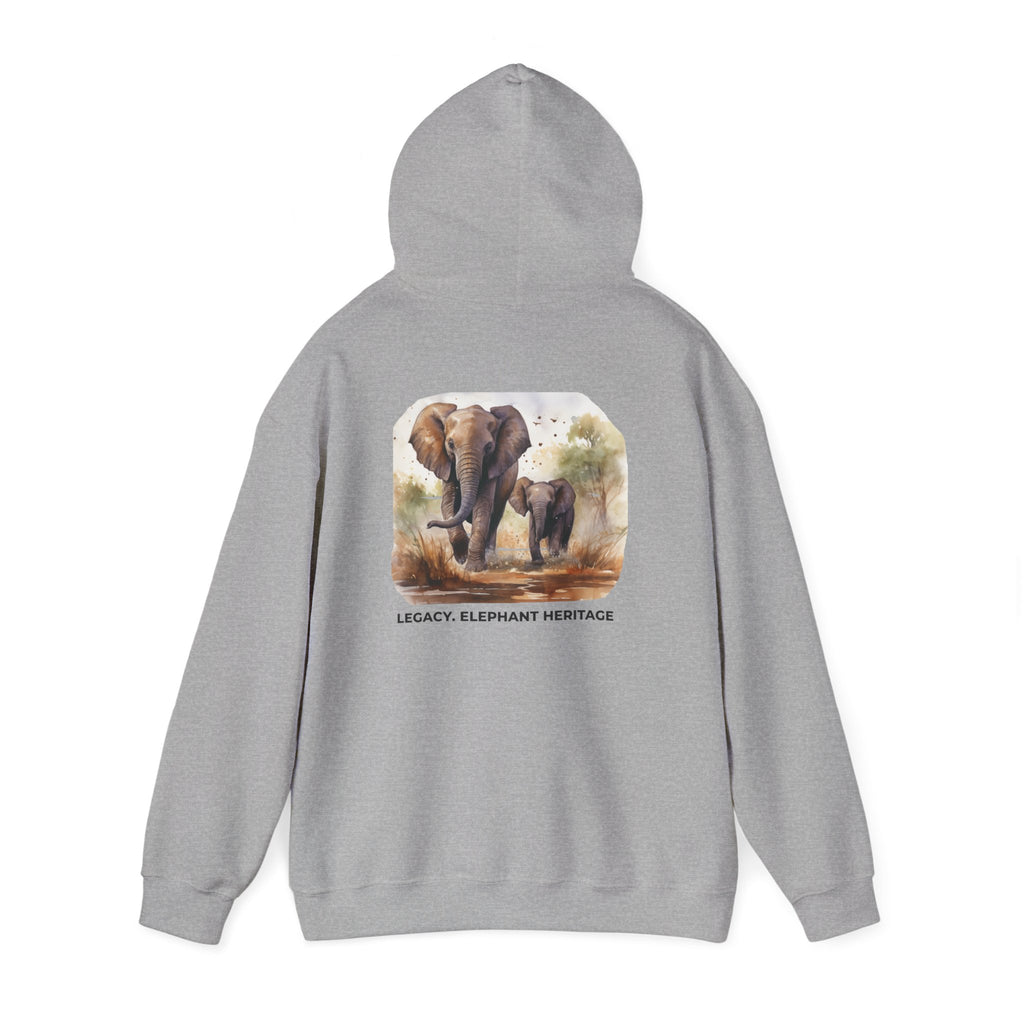 Elephant Heritage Hoodie — Wildlife Mom & Calf Graphic Sweatshirt