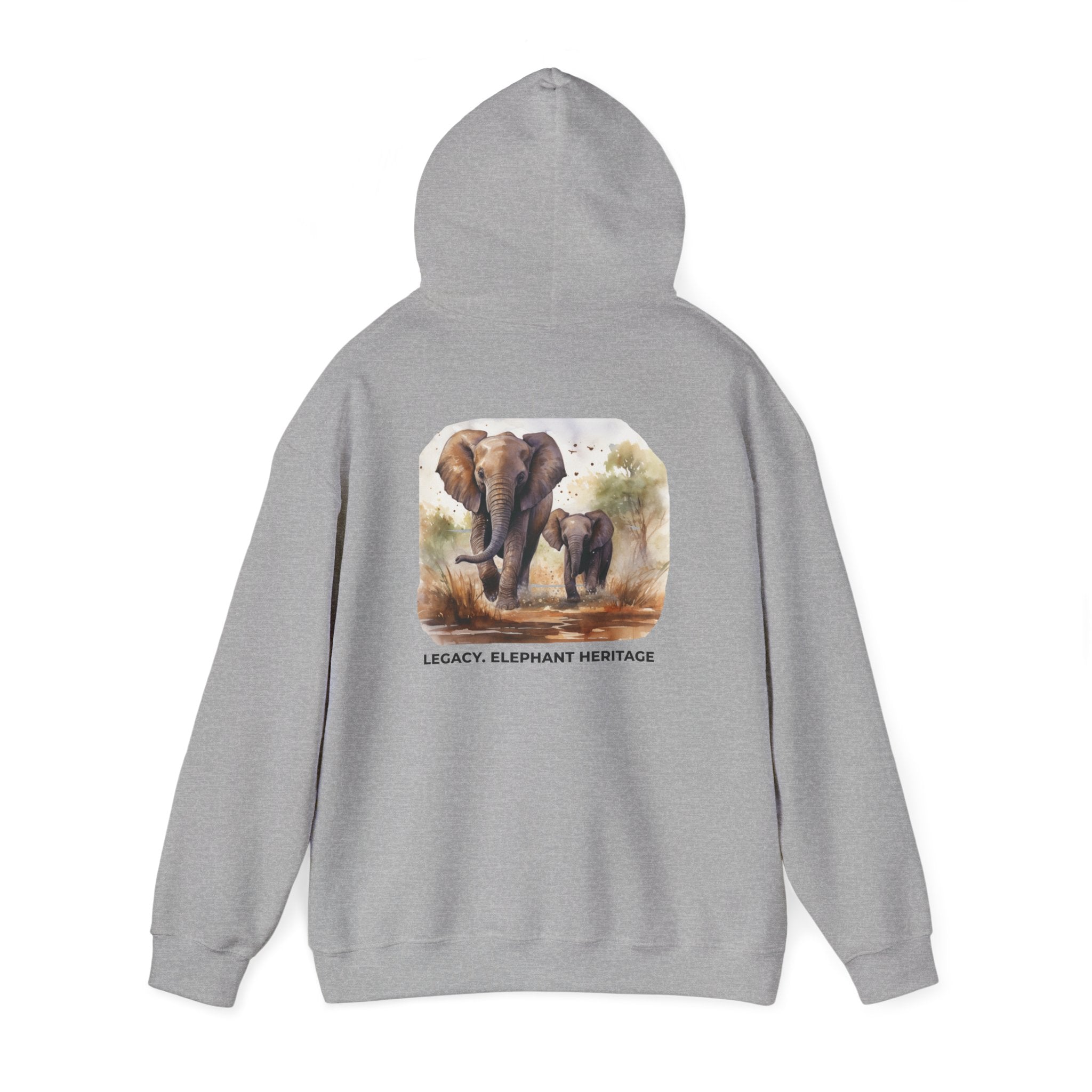 Elephant Heritage Hoodie — Wildlife Mom & Calf Graphic Sweatshirt