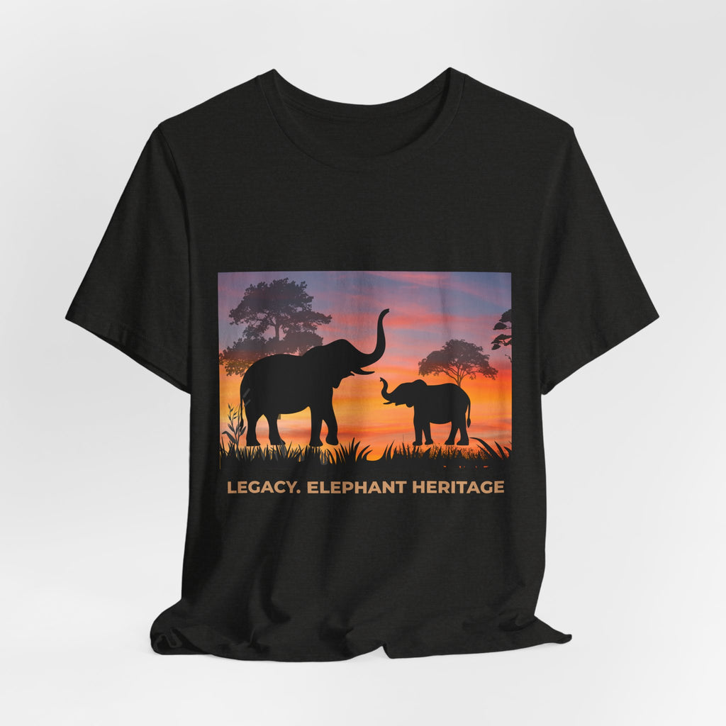 Elephant Sunset Tee — "Legacy, Elephant Heritage" Graphic T-Shirt