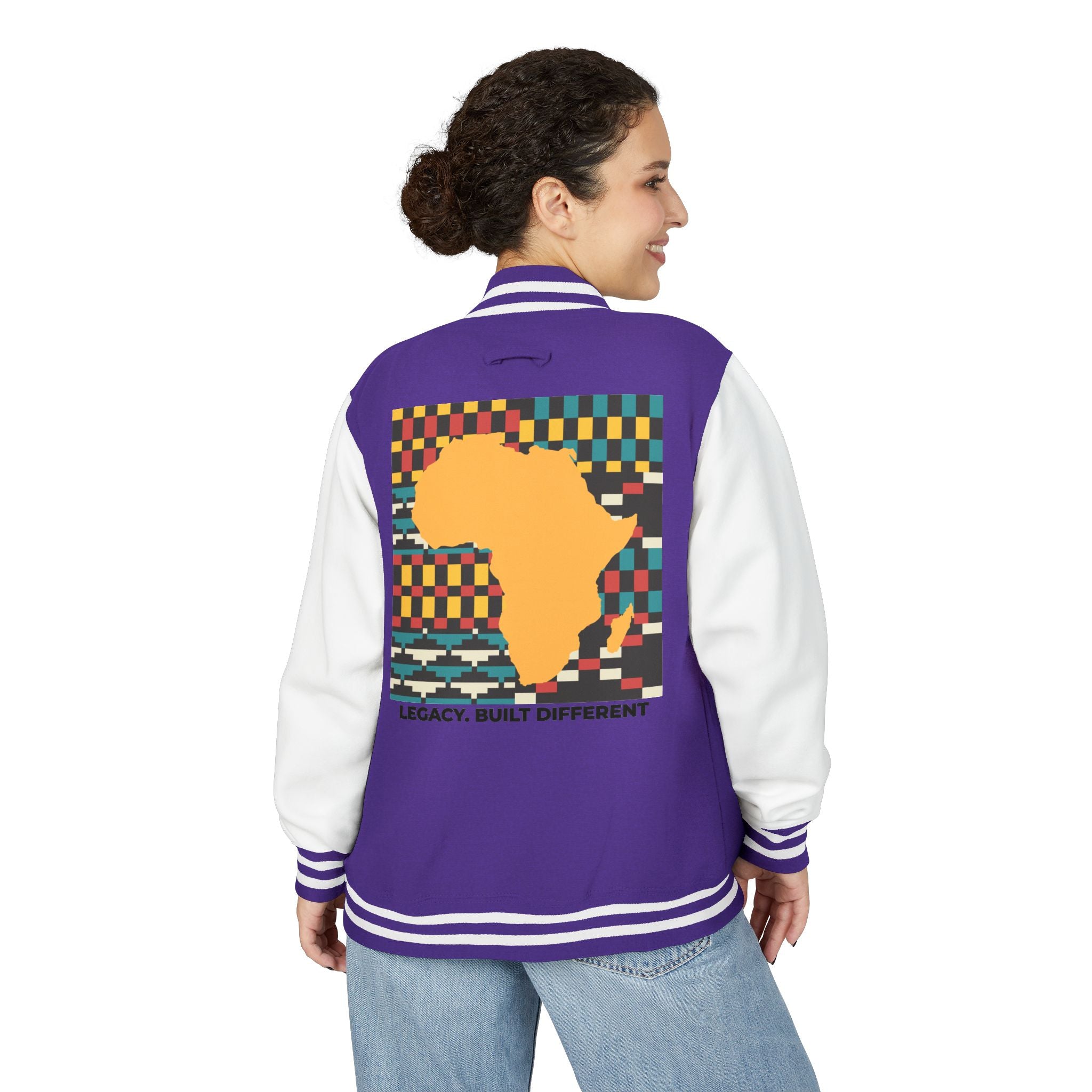 Letterman Jacket - Africa Map Kente Pattern "Legacy Built Different"