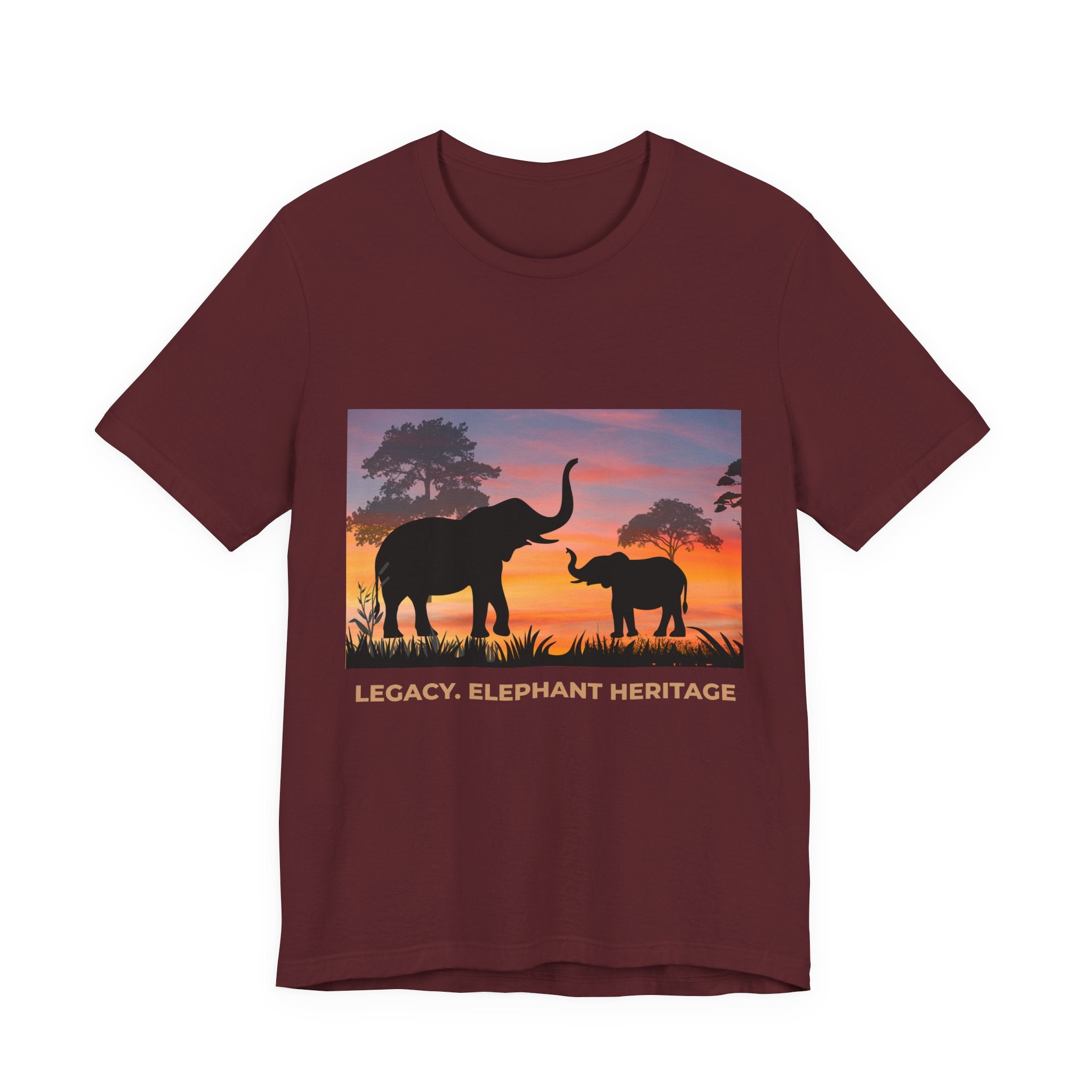 Elephant Sunset Tee — "Legacy, Elephant Heritage" Graphic T-Shirt
