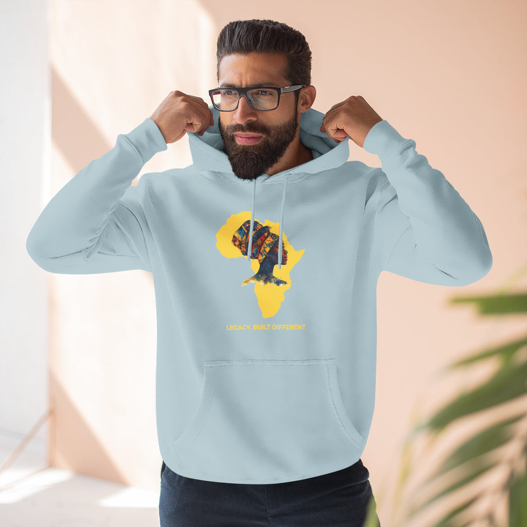 Hoodie — African Profile Art on Yellow Africa Silhouette (Legacy, Beauty, Empowerment)