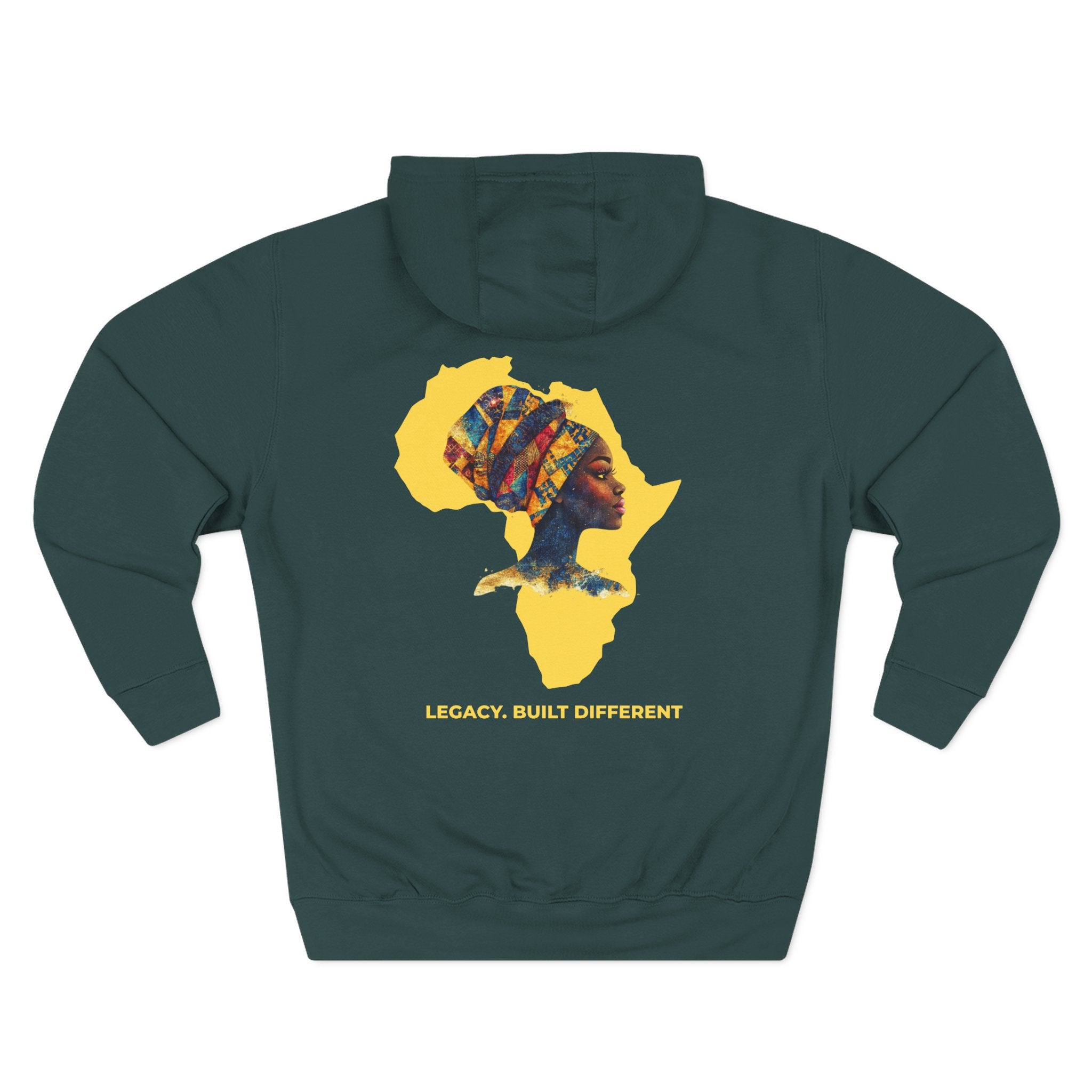 Hoodie — African Profile Art on Yellow Africa Silhouette (Legacy, Beauty, Empowerment)