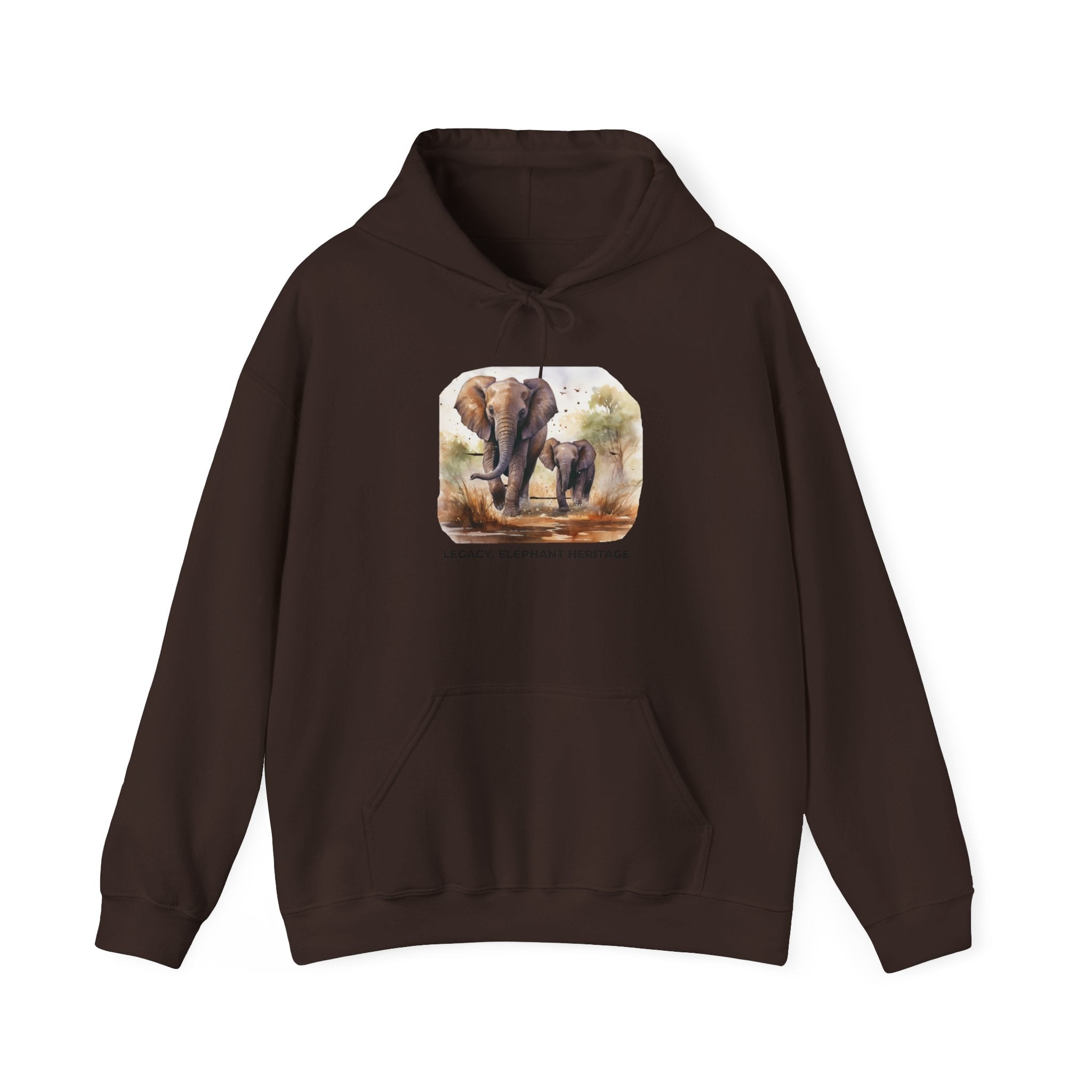 Elephant Heritage Hoodie — Wildlife Mom & Calf Graphic Sweatshirt