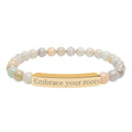 Engraved Natural Stone Stretch Bracelet — 'Embrace Your Roots' Beaded Bar Bracelet