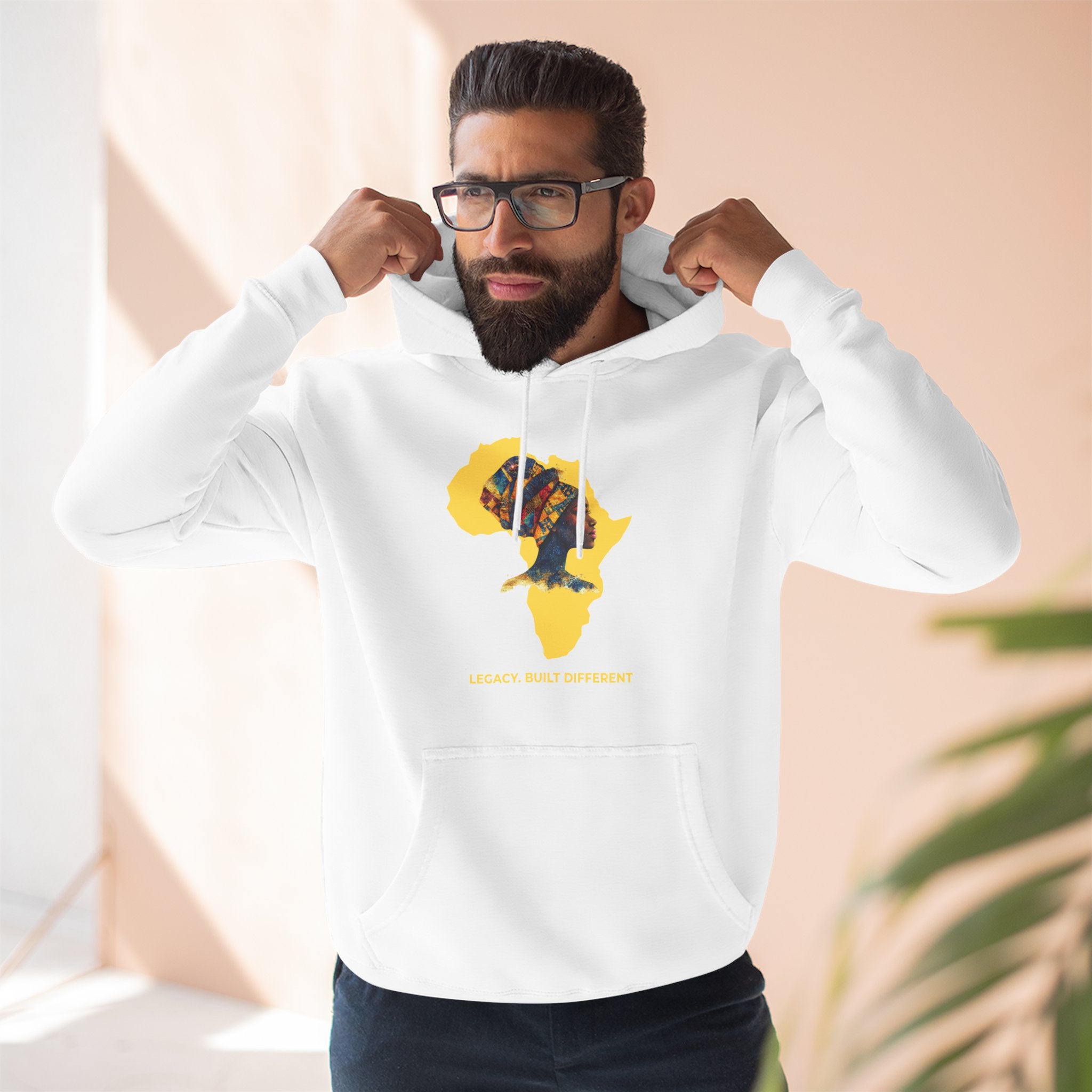 Hoodie — African Profile Art on Yellow Africa Silhouette (Legacy, Beauty, Empowerment)