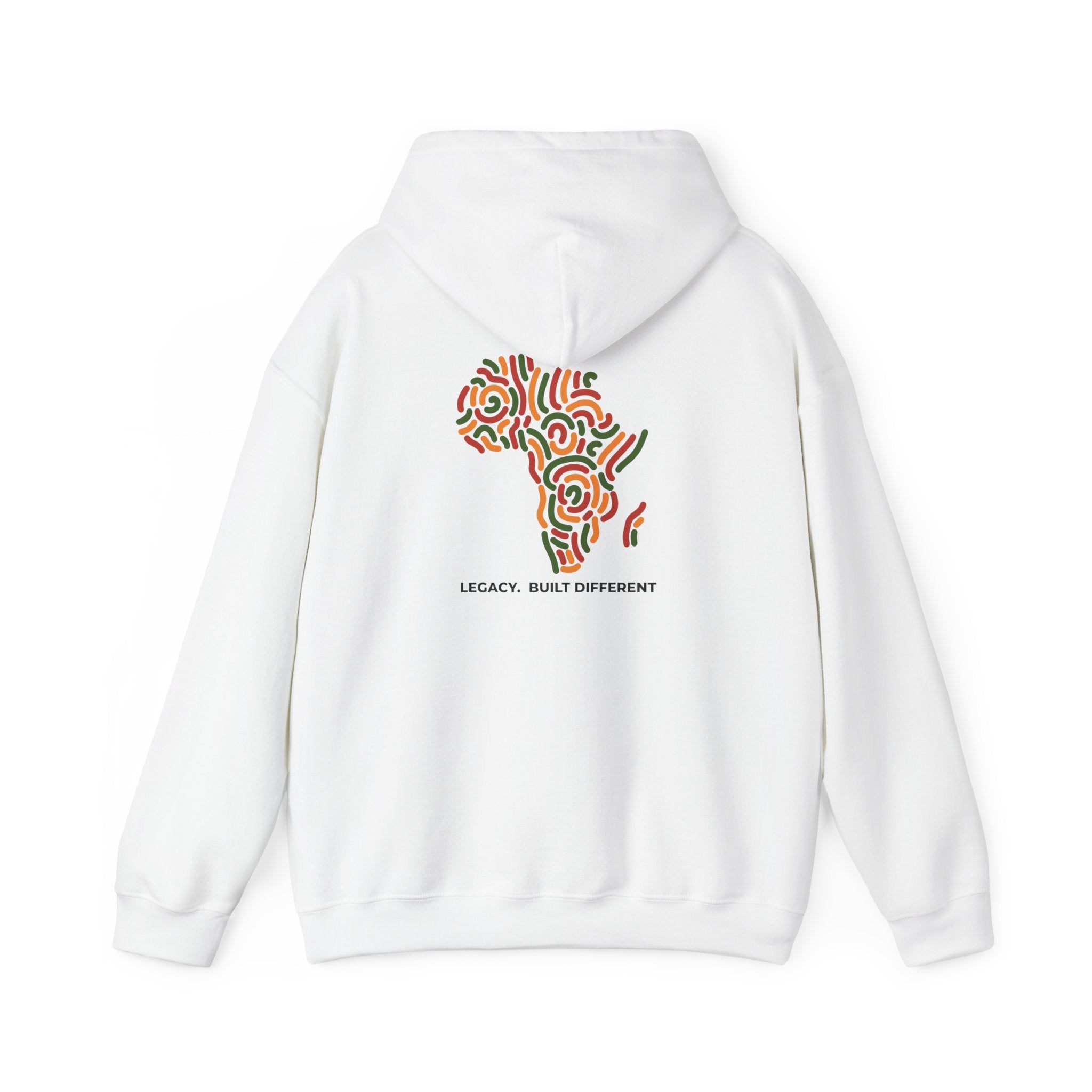 Africa Pattern Hoodie — "Legacy: Built Different" Graphic Sweatshirt