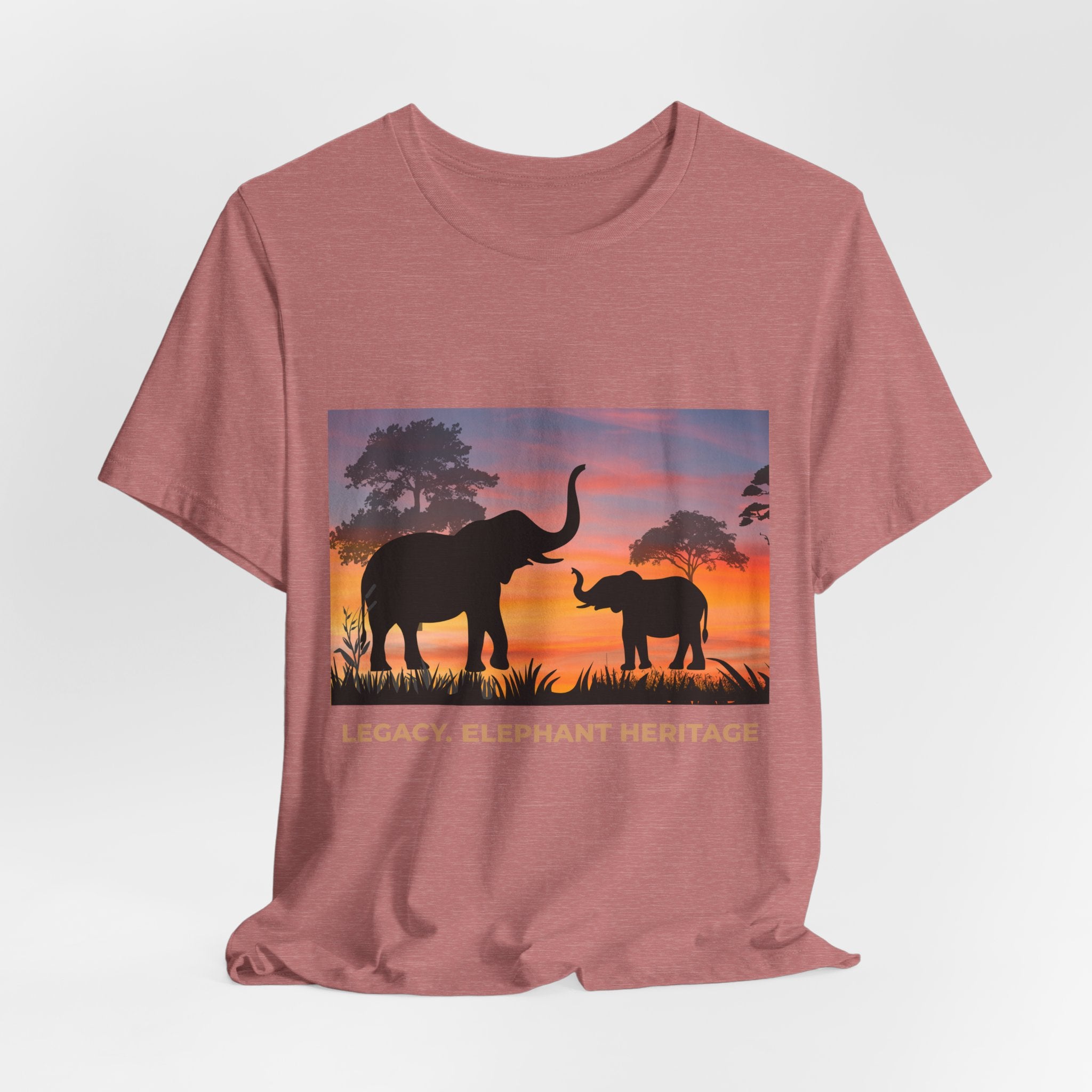 Elephant Sunset Tee — "Legacy, Elephant Heritage" Graphic T-Shirt