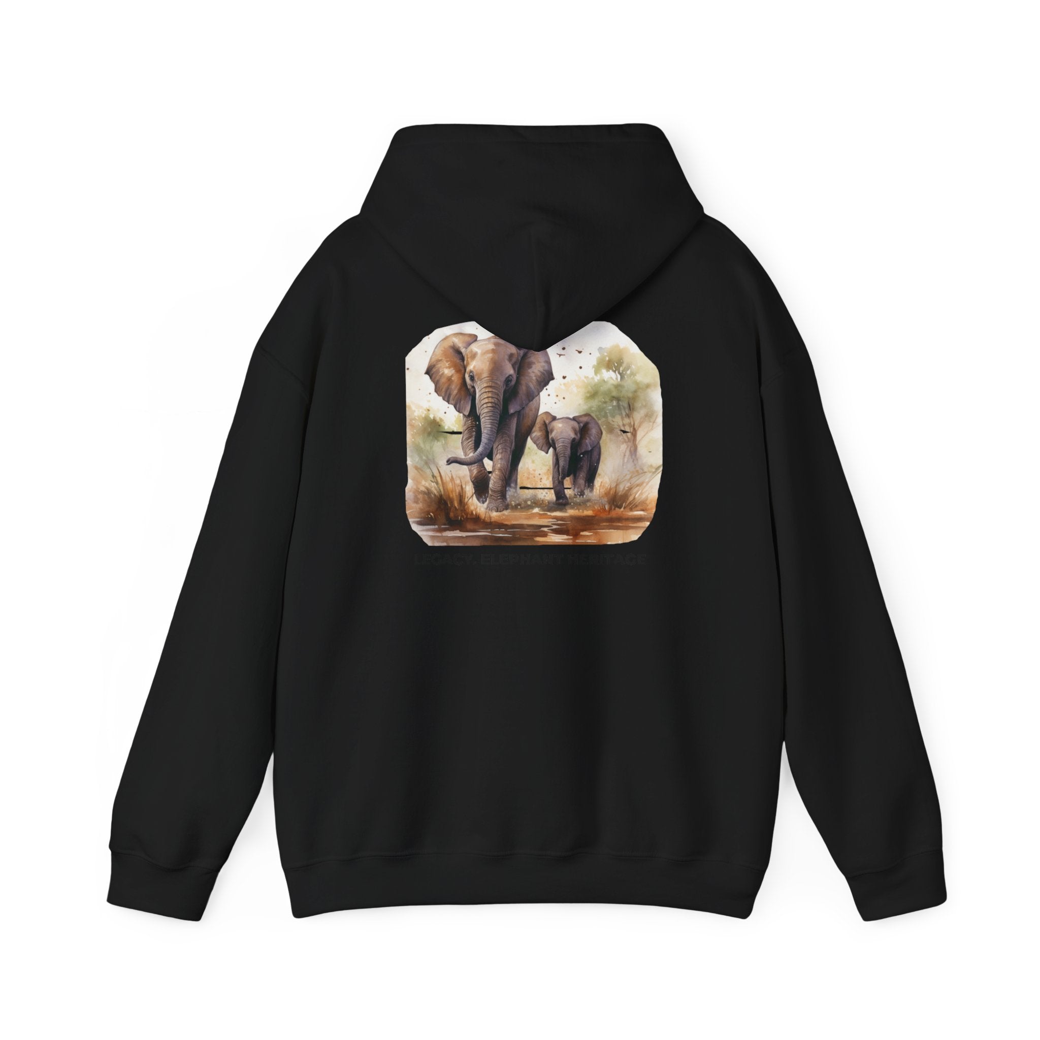 Elephant Heritage Hoodie — Wildlife Mom & Calf Graphic Sweatshirt