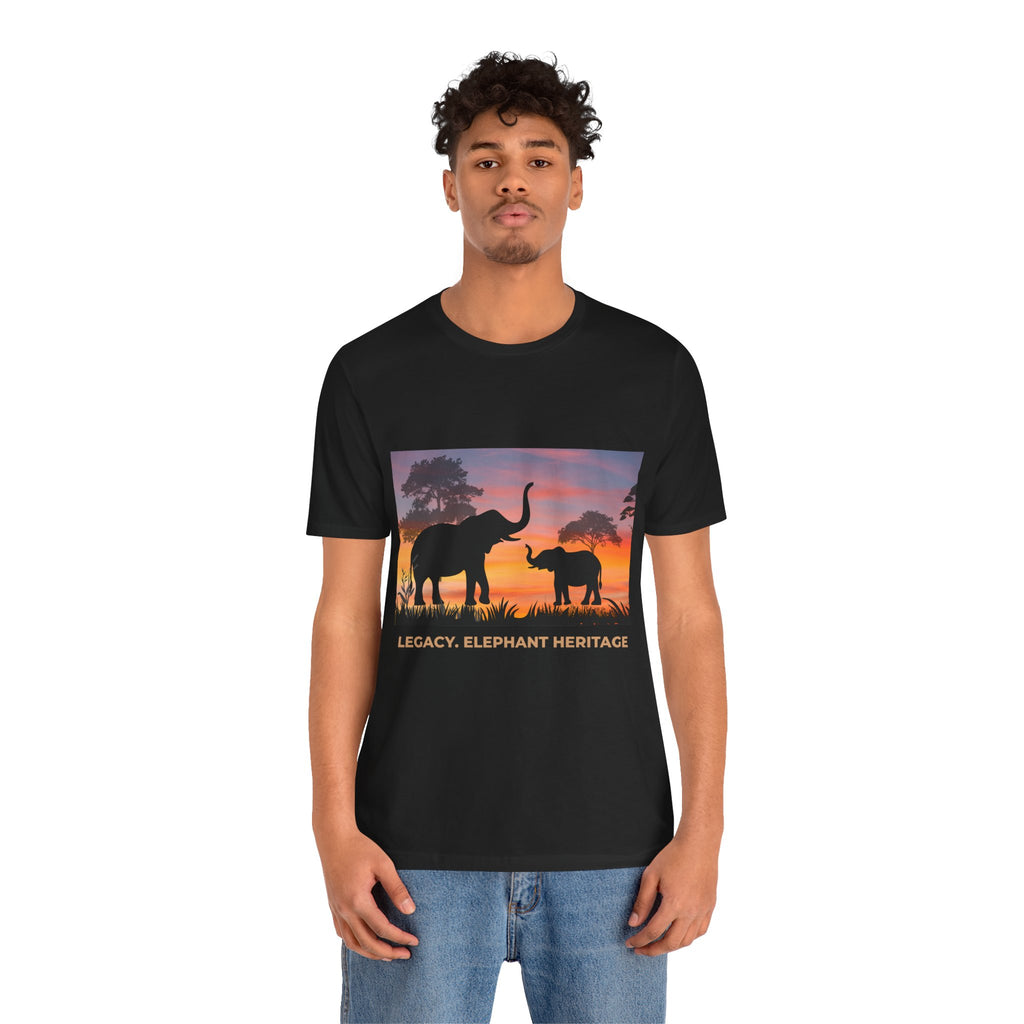 Elephant Sunset Tee — "Legacy, Elephant Heritage" Graphic T-Shirt