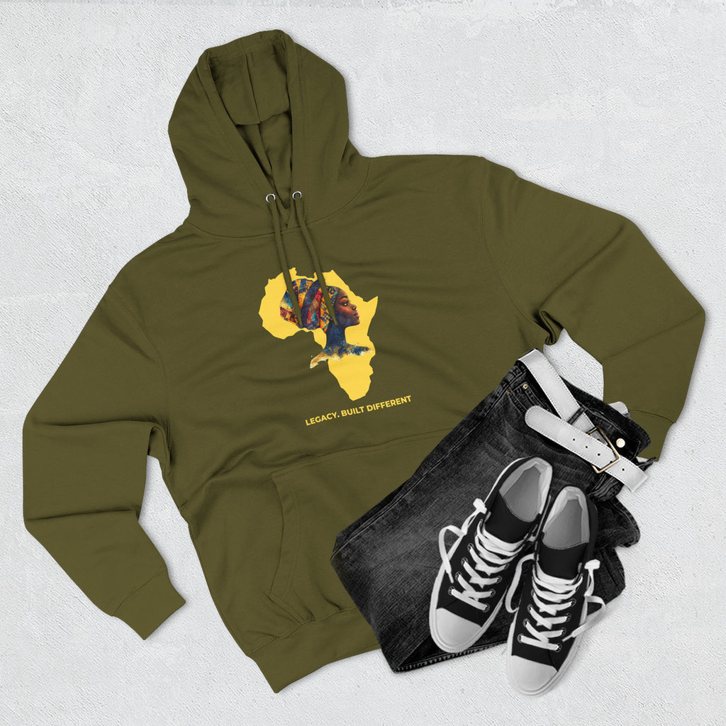 Hoodie — African Profile Art on Yellow Africa Silhouette (Legacy, Beauty, Empowerment)