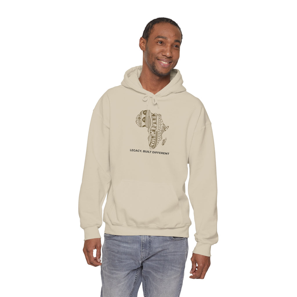 Africa Pattern Hoodie — "Legacy. Built Different." Graphic Sweatshirt
