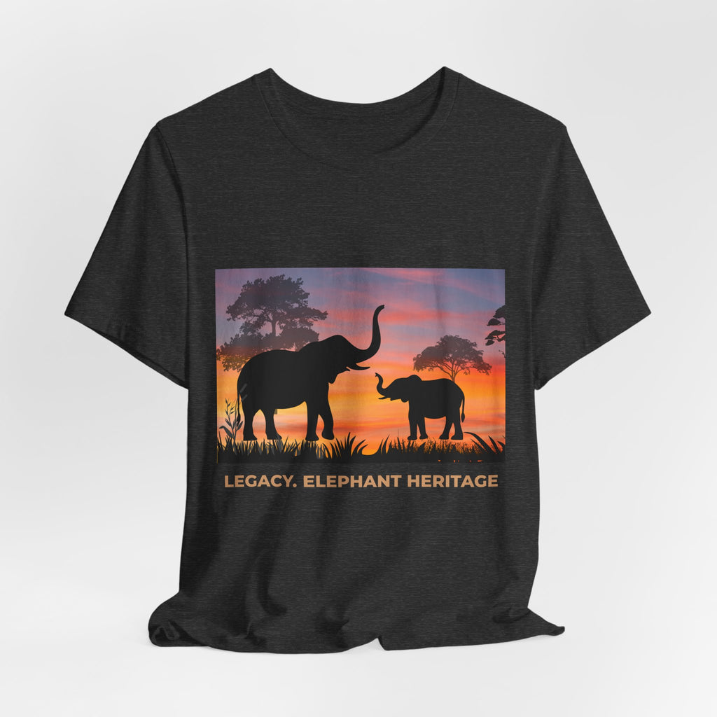 Elephant Sunset Tee — "Legacy, Elephant Heritage" Graphic T-Shirt