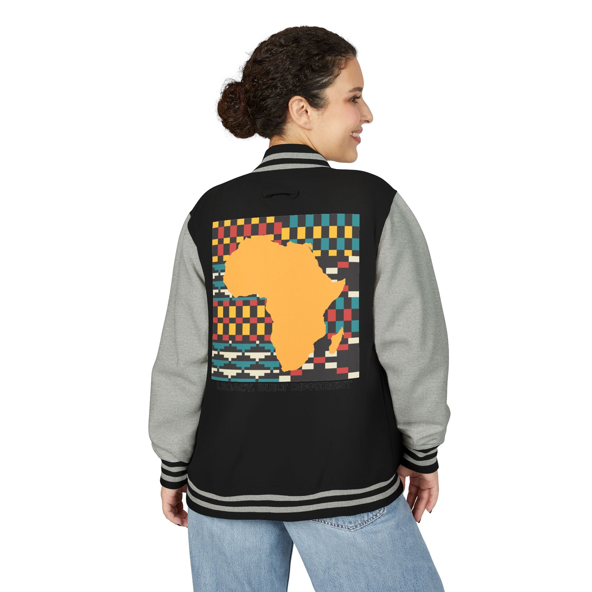 Letterman Jacket - Africa Map Kente Pattern "Legacy Built Different"