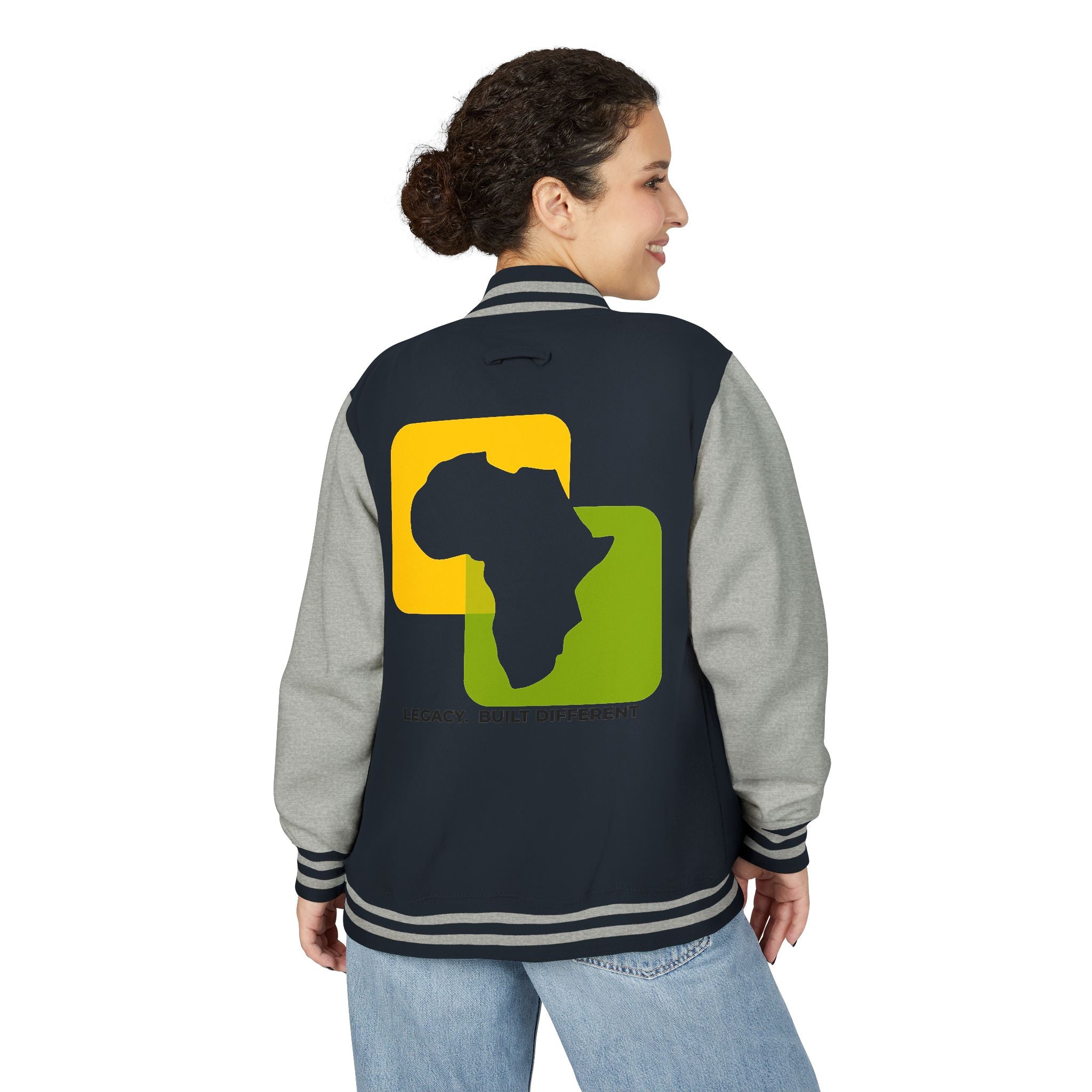 Letterman Jacket — Afrocentric Africa Map Design ("Legacy. Built Different")