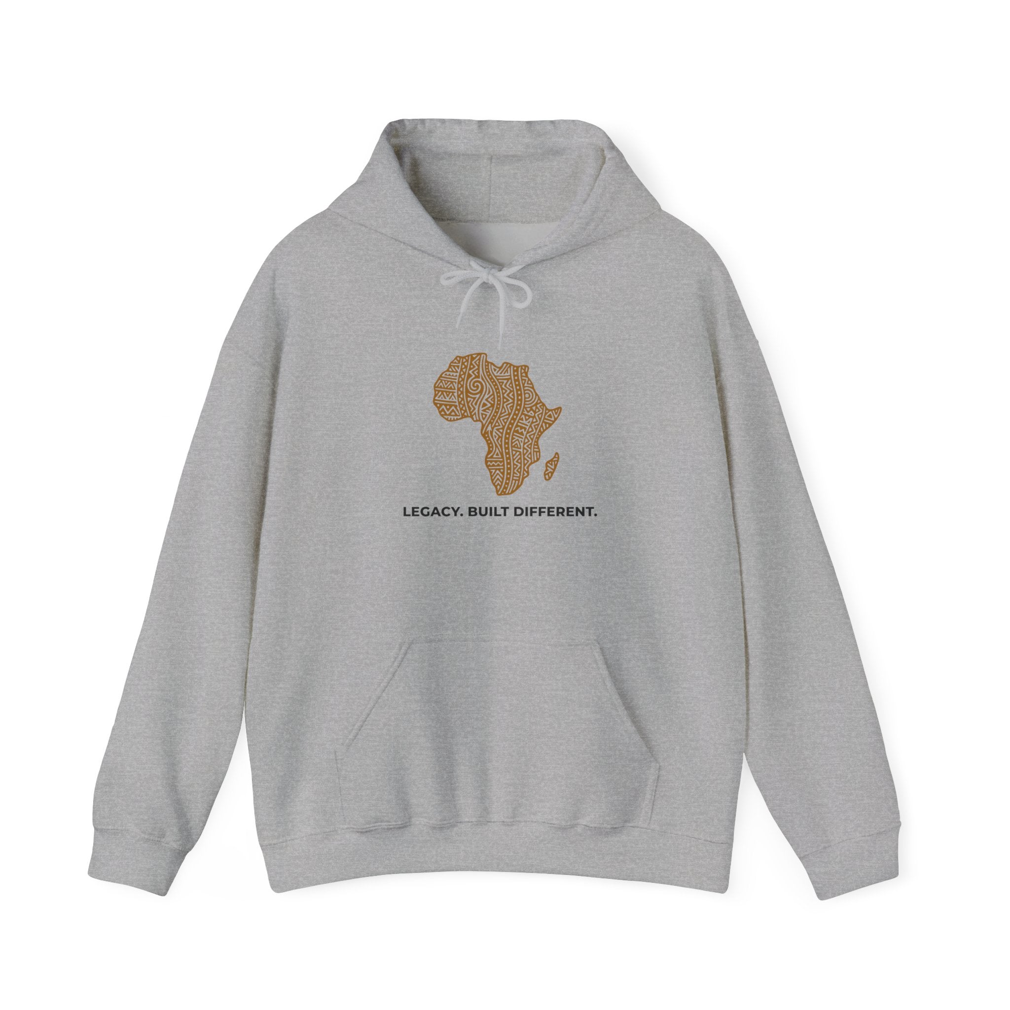 Africa Map Hoodie — 'Legacy. Built Different.' Cultural Pattern Pullover