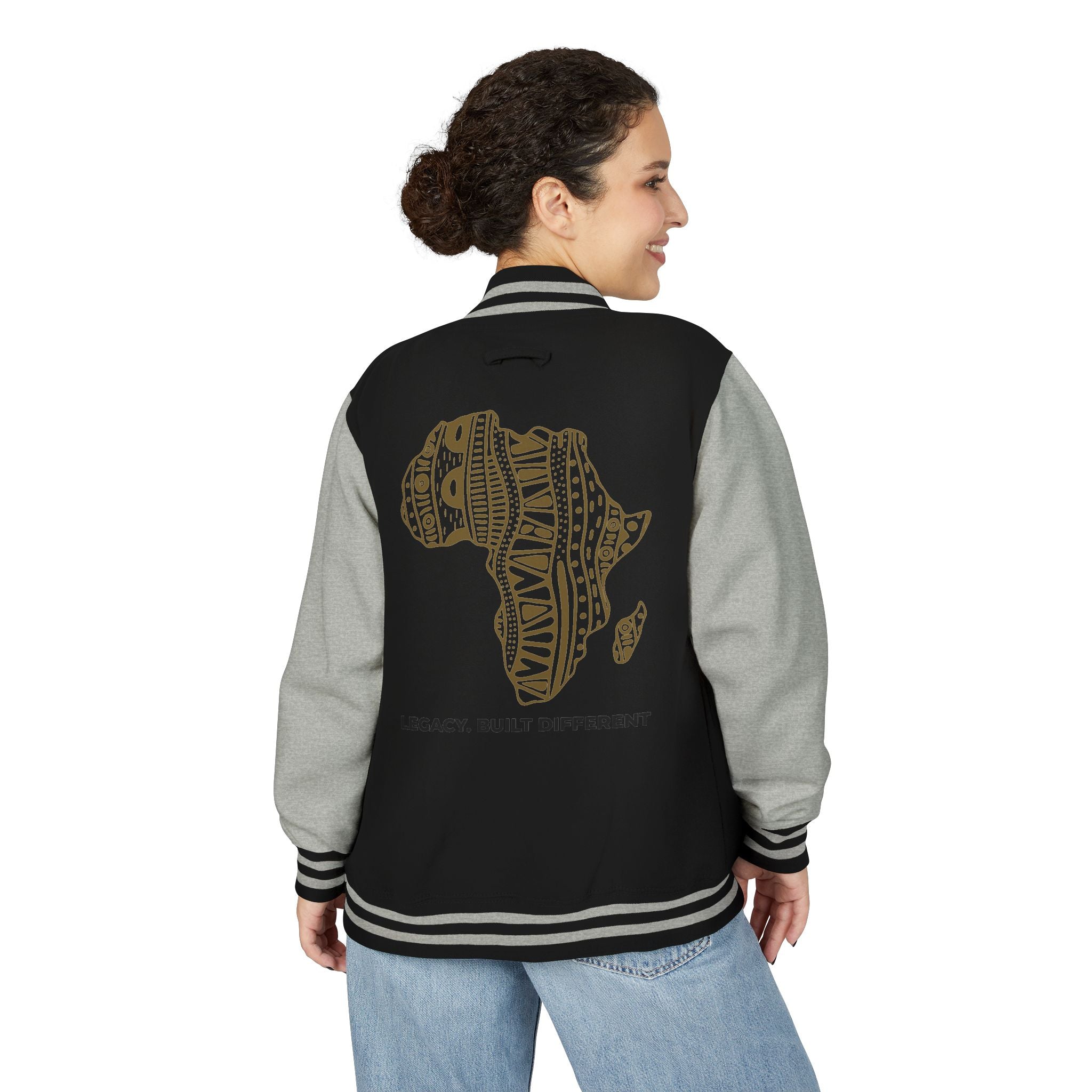 Letterman Jacket — African Pattern Map "Legacy. Built Different"