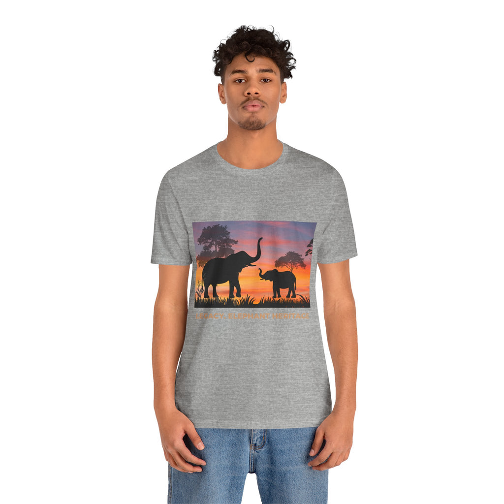 Elephant Sunset Tee — "Legacy, Elephant Heritage" Graphic T-Shirt