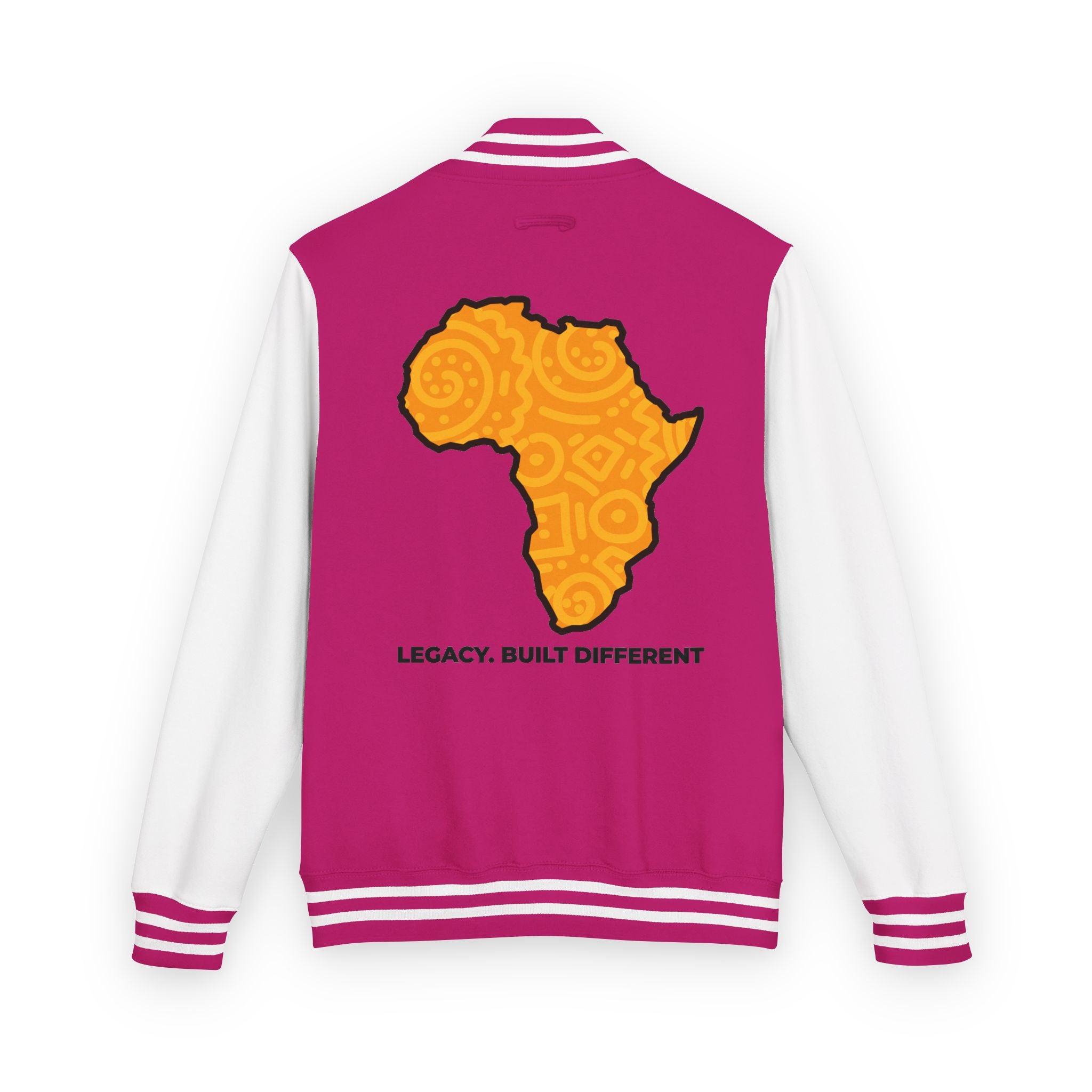 Africa Pattern Letterman Jacket — "Legacy. Built Different" Varsity Coat