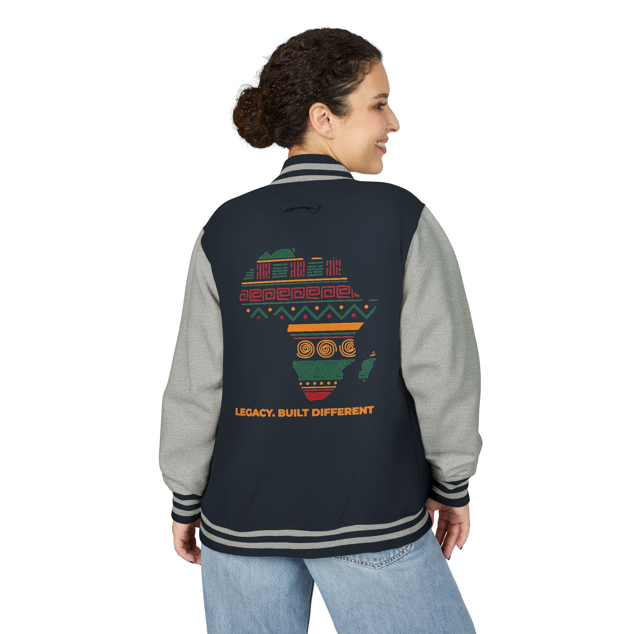 Africa Pattern Letterman Jacket — "Legacy, Unity, Strength"