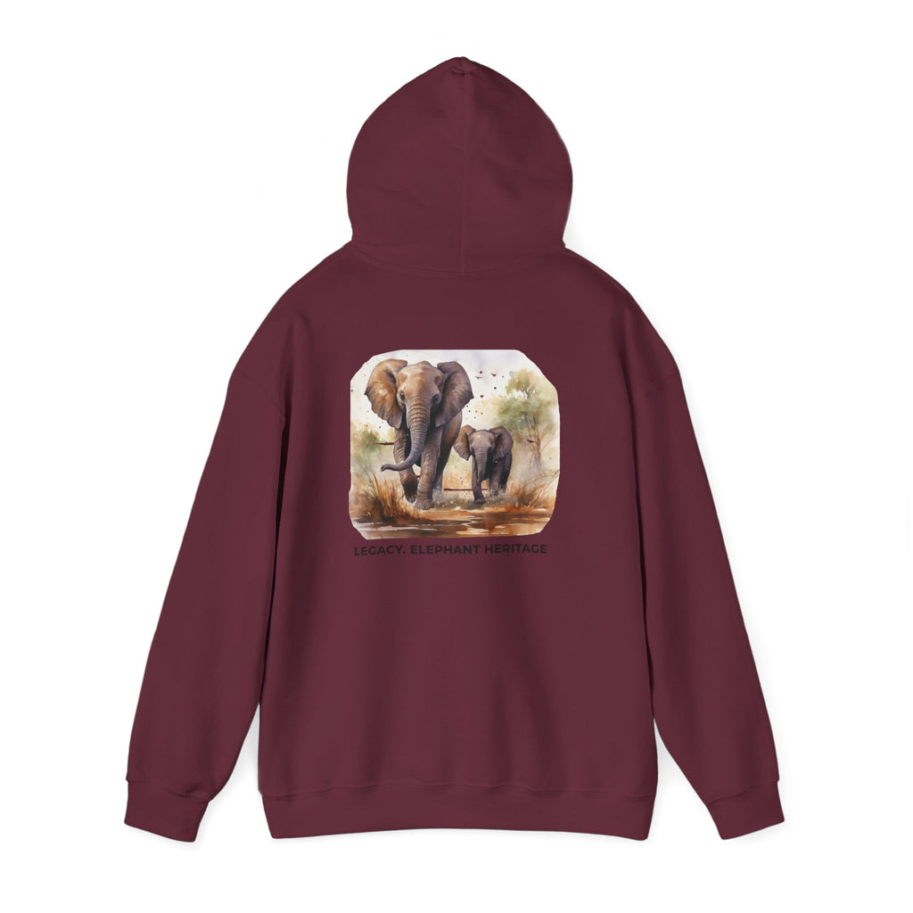 Elephant Heritage Hoodie — Wildlife Mom & Calf Graphic Sweatshirt