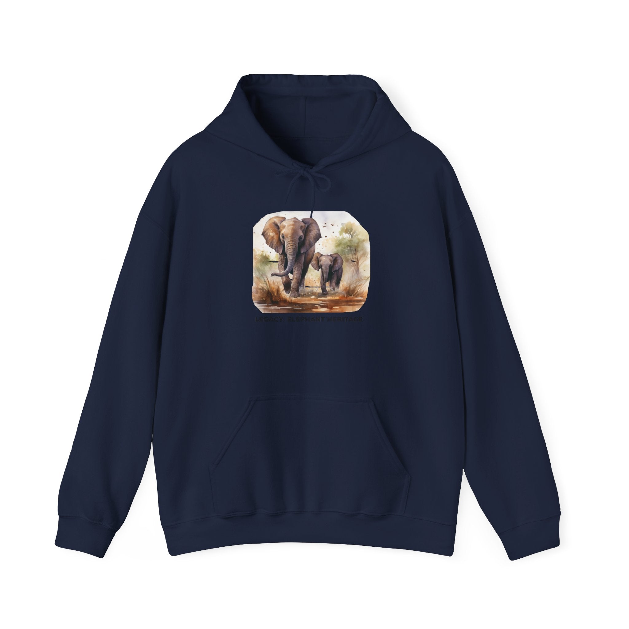 Elephant Heritage Hoodie — Wildlife Mom & Calf Graphic Sweatshirt