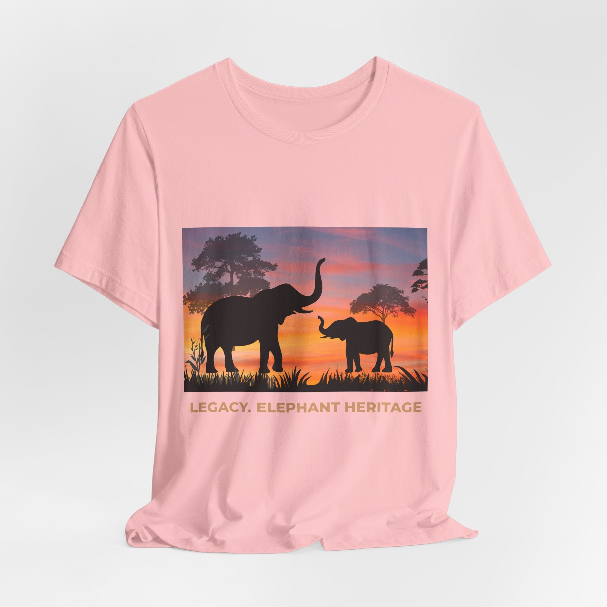 Elephant Sunset Tee — "Legacy, Elephant Heritage" Graphic T-Shirt