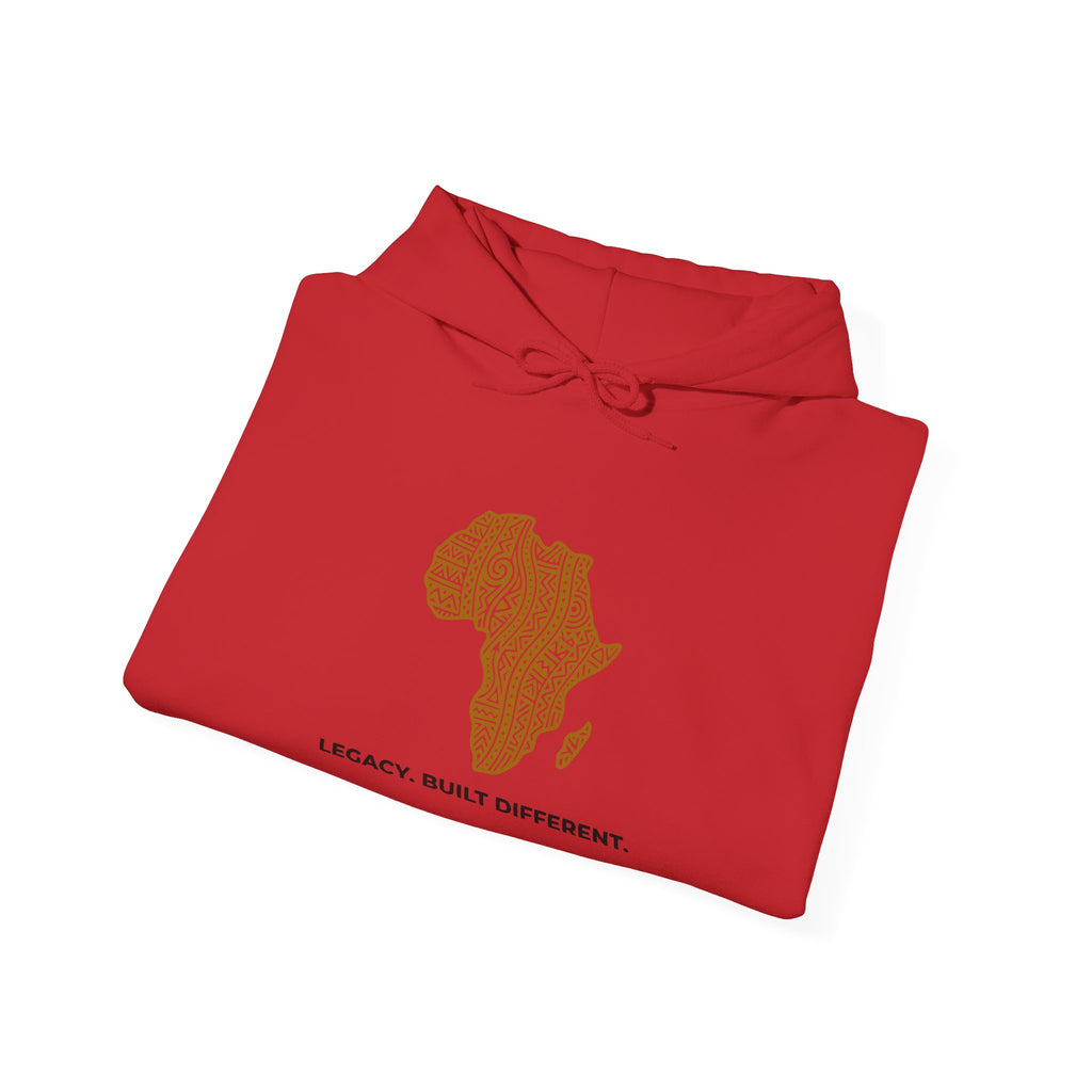 Africa Map Hoodie — 'Legacy. Built Different.' Cultural Pattern Pullover