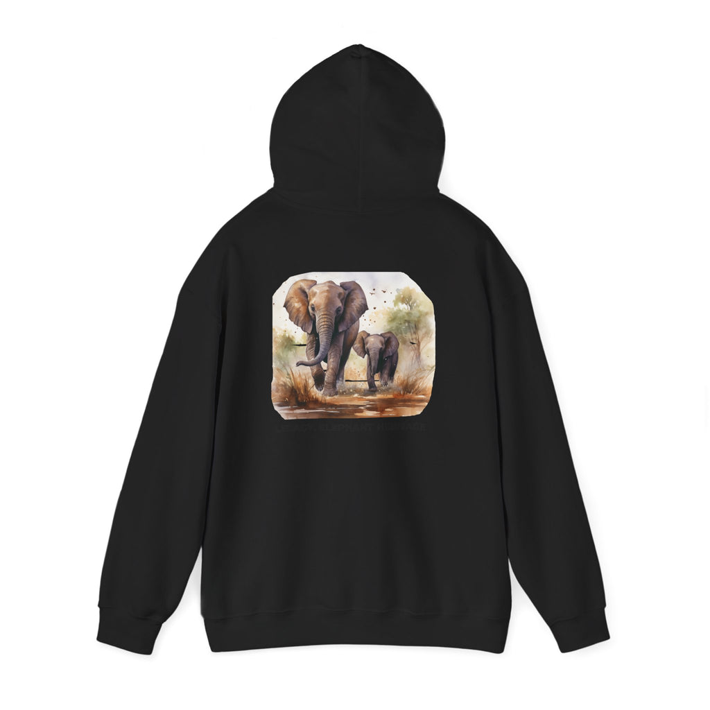 Elephant Heritage Hoodie — Wildlife Mom & Calf Graphic Sweatshirt