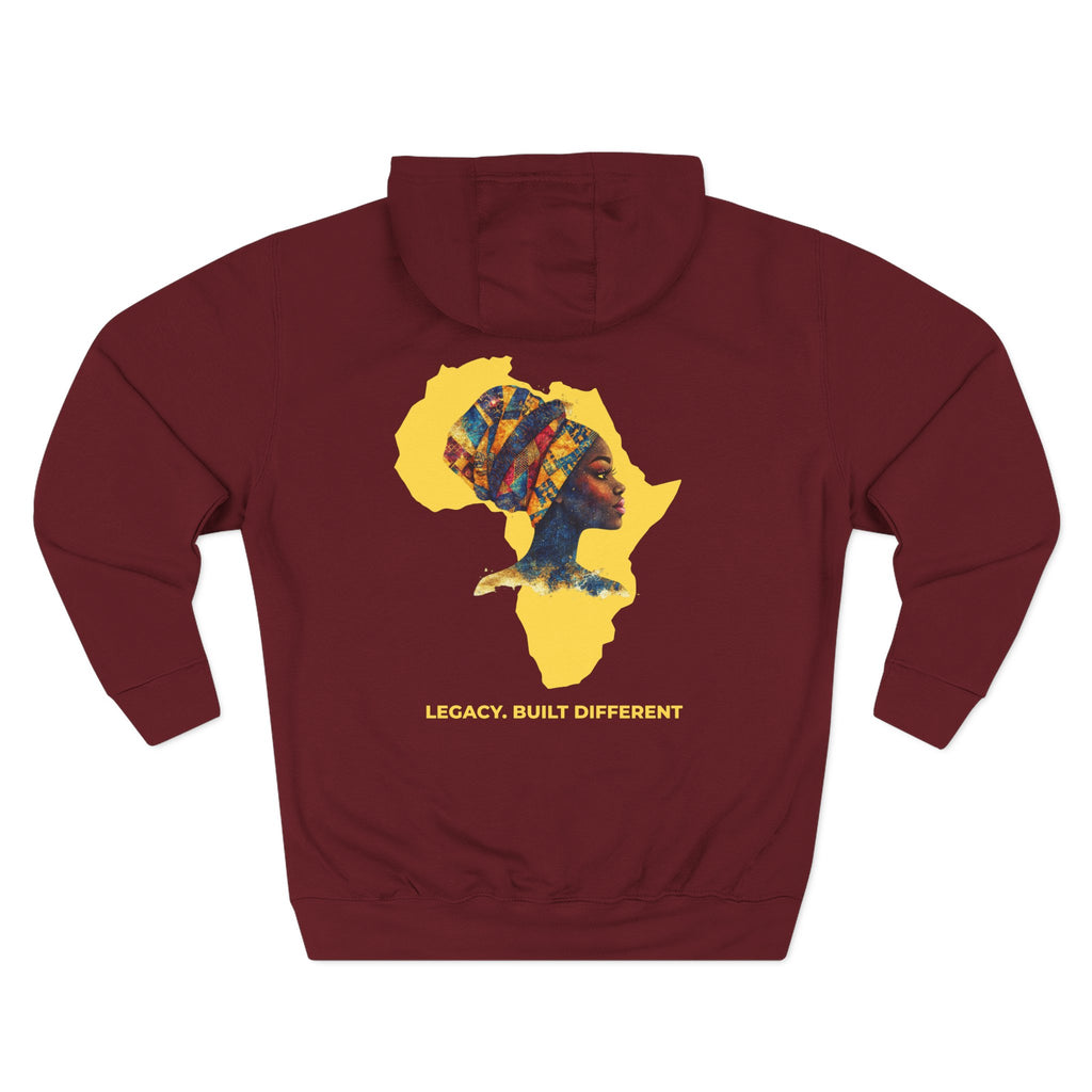 Hoodie — African Profile Art on Yellow Africa Silhouette (Legacy, Beauty, Empowerment)