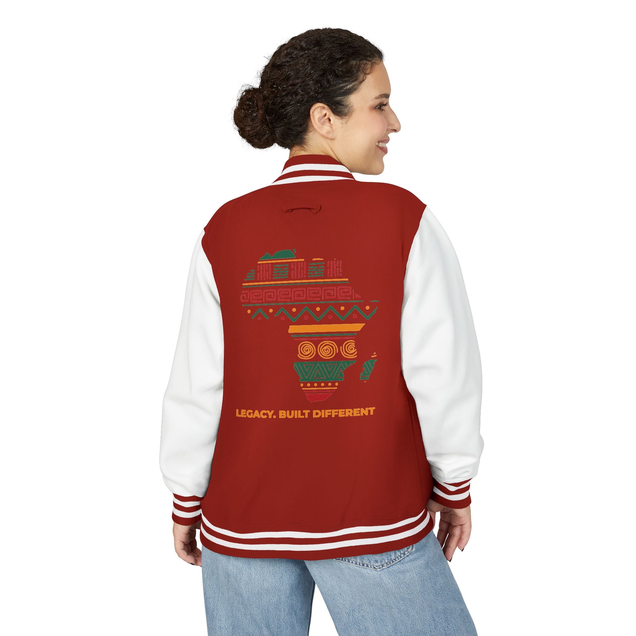 Africa Pattern Letterman Jacket — "Legacy, Unity, Strength"