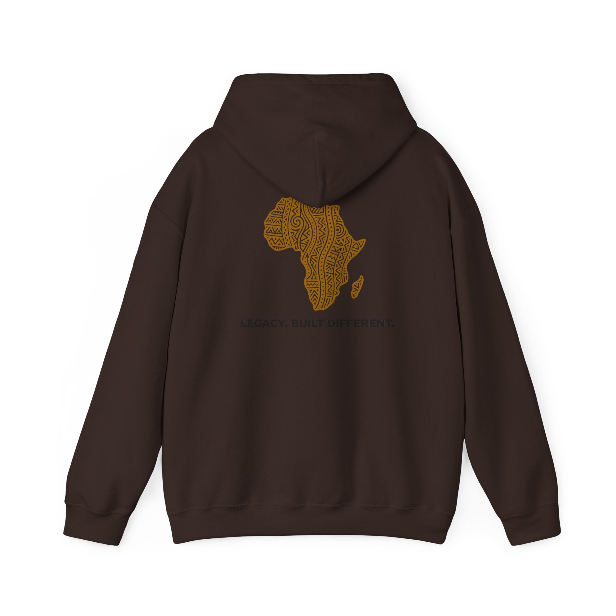 Africa Map Hoodie — 'Legacy. Built Different.' Cultural Pattern Pullover
