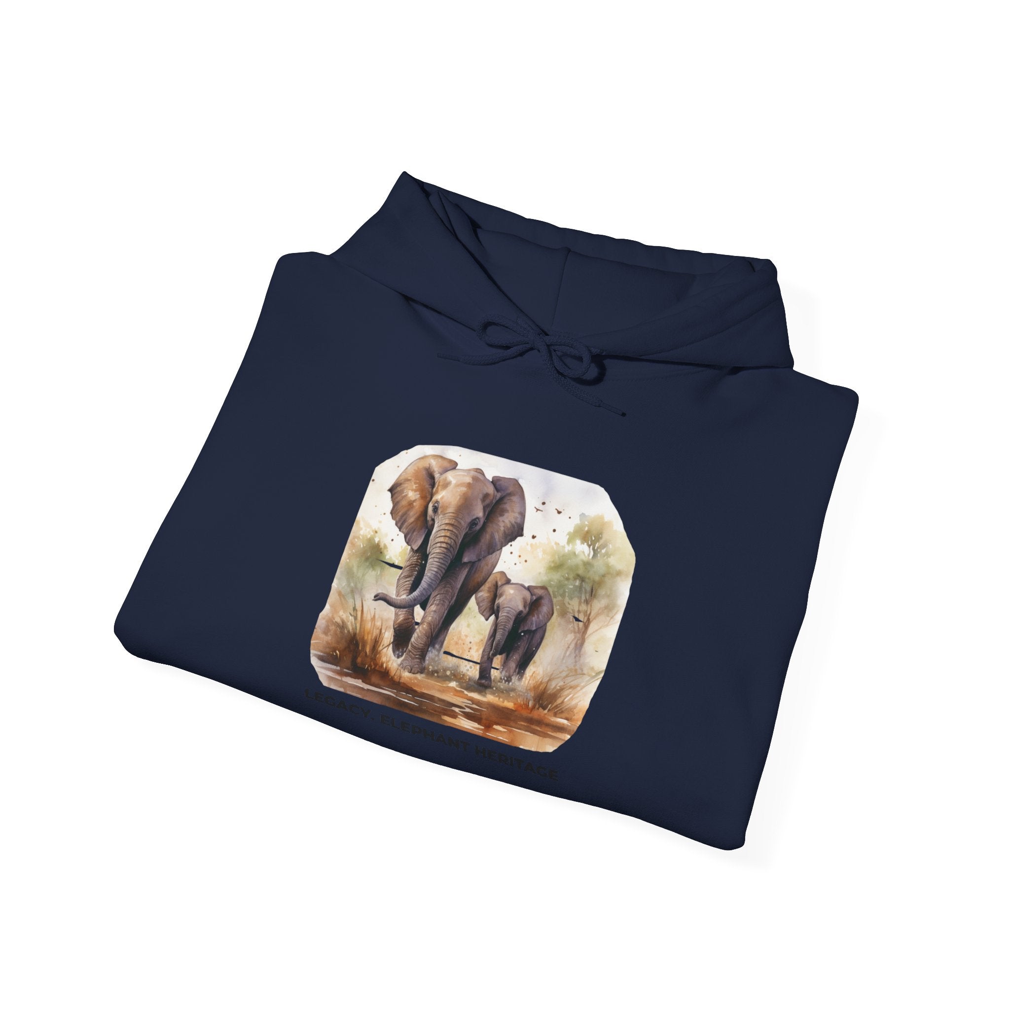 Elephant Heritage Hoodie — Wildlife Mom & Calf Graphic Sweatshirt