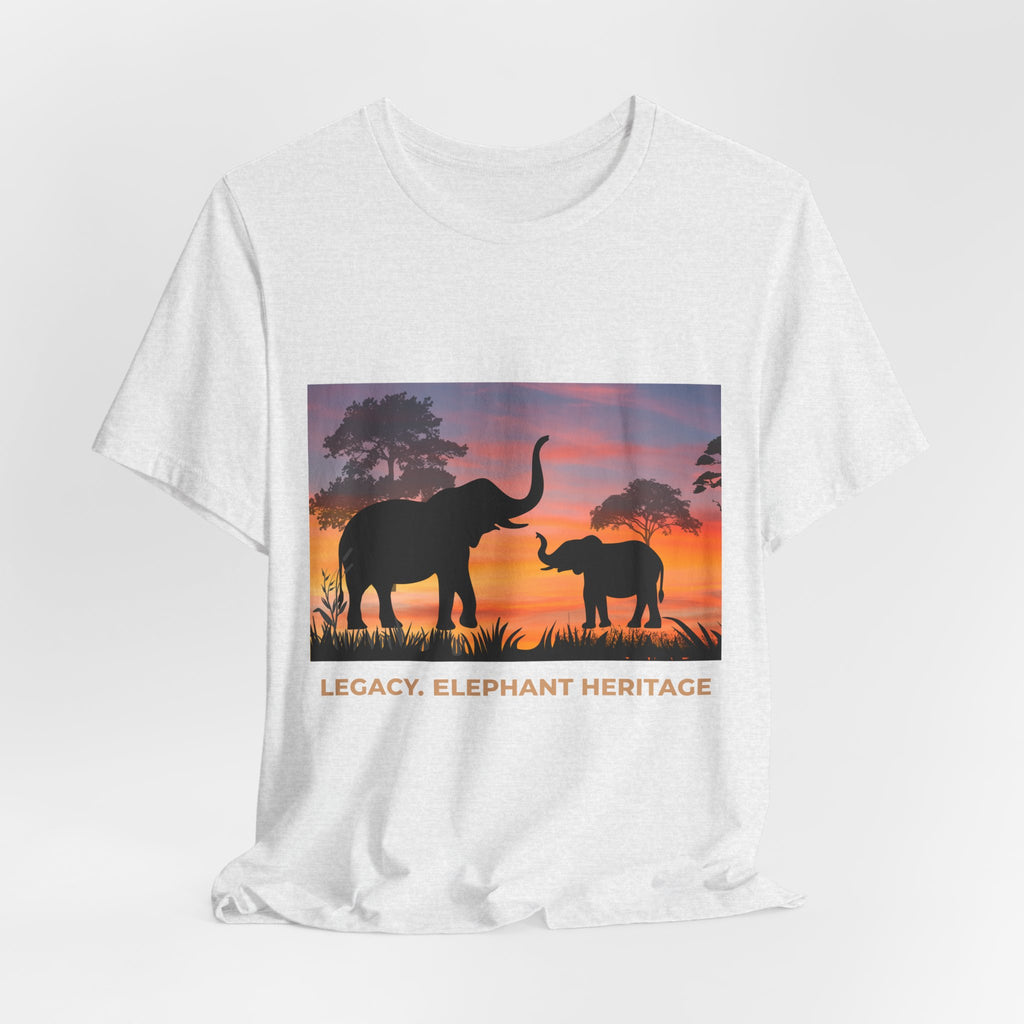 Elephant Sunset Tee — "Legacy, Elephant Heritage" Graphic T-Shirt