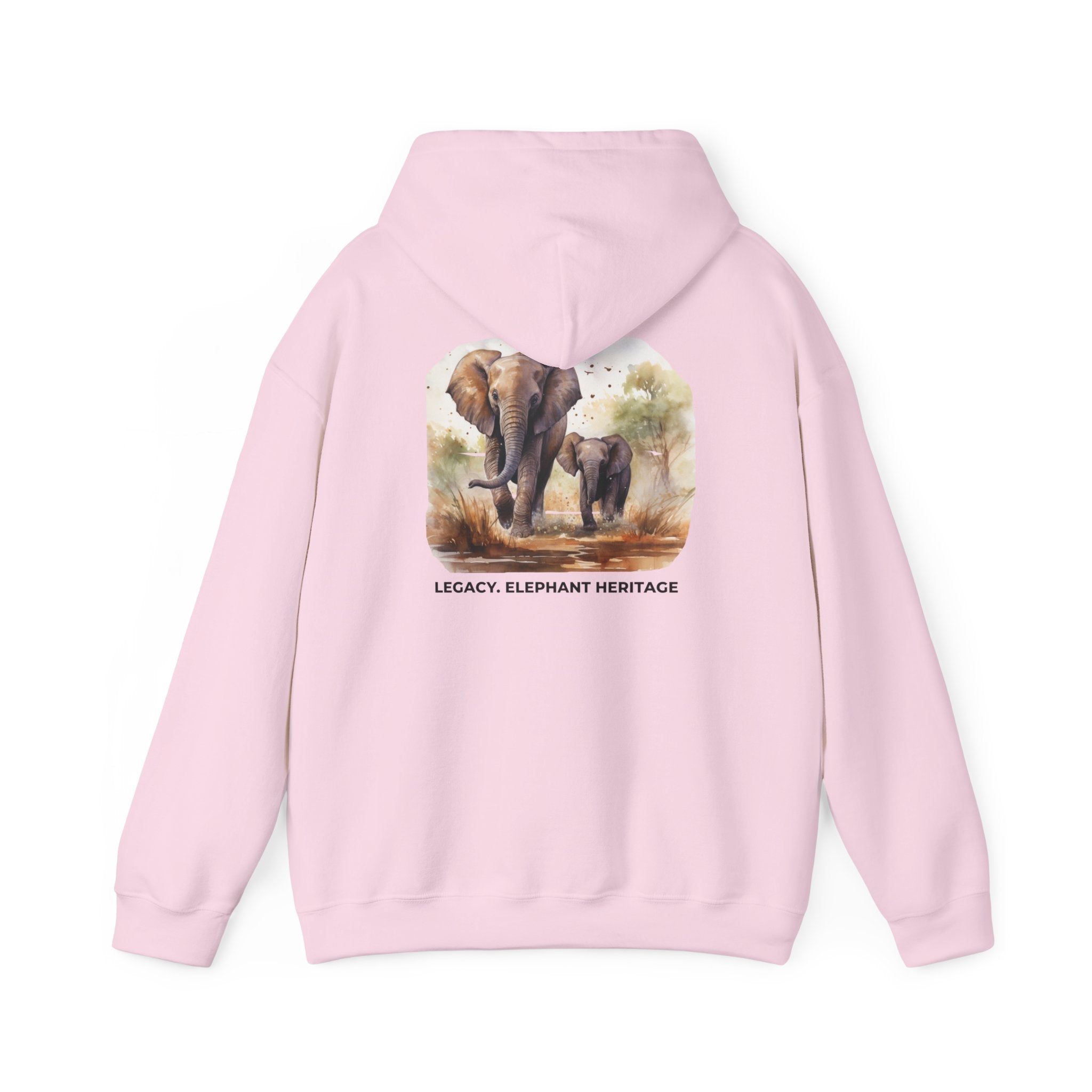 Elephant Heritage Hoodie — Wildlife Mom & Calf Graphic Sweatshirt