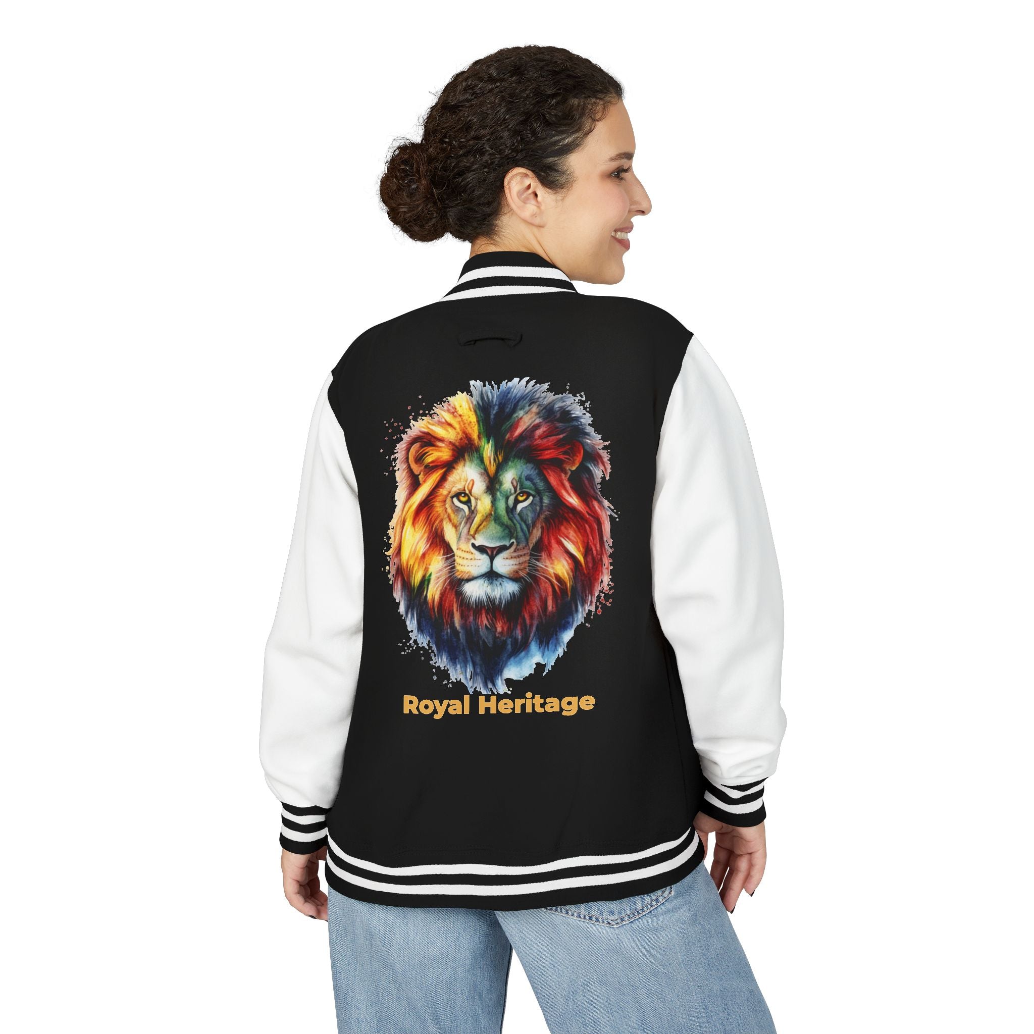 Lion Graphic Letterman Jacket — "Royal Heritage" Varsity Jacket