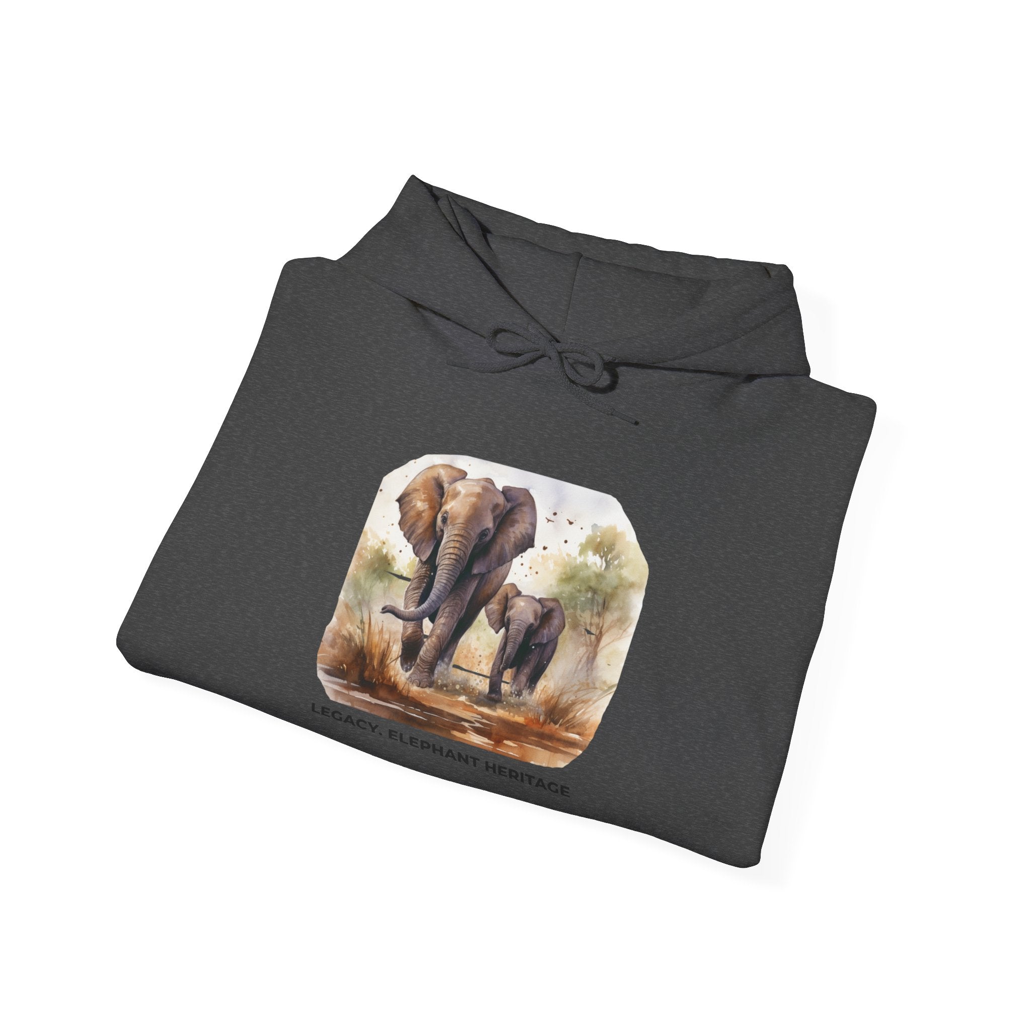 Elephant Heritage Hoodie — Wildlife Mom & Calf Graphic Sweatshirt